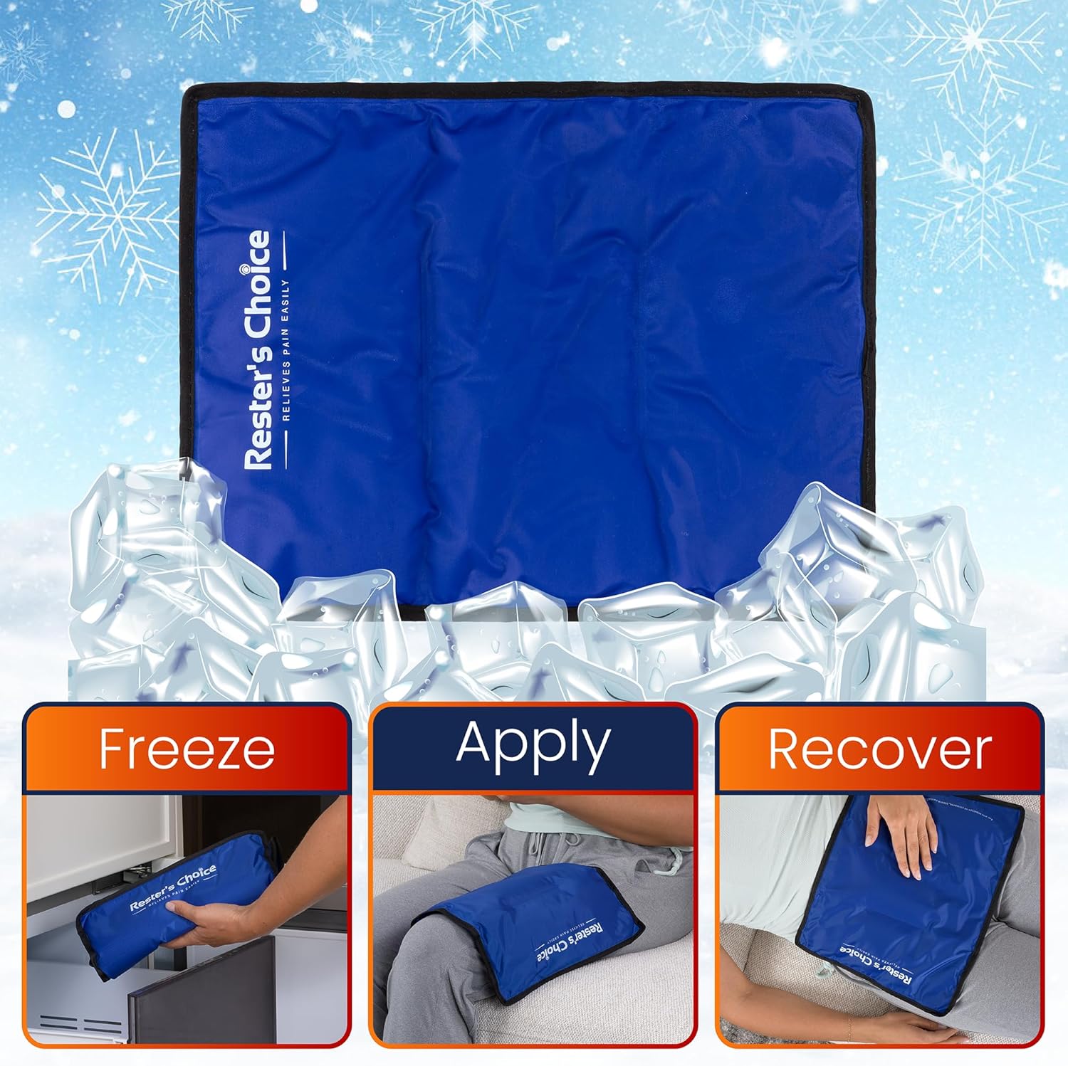 Gel Soft Flexible Ice Pack for Injuries Reusable - (Large: 11"x14.5") for Hip, Shoulder, Knee, Back - Comfy Cold Pack Compress for Swelling, Bruises, Surgery
