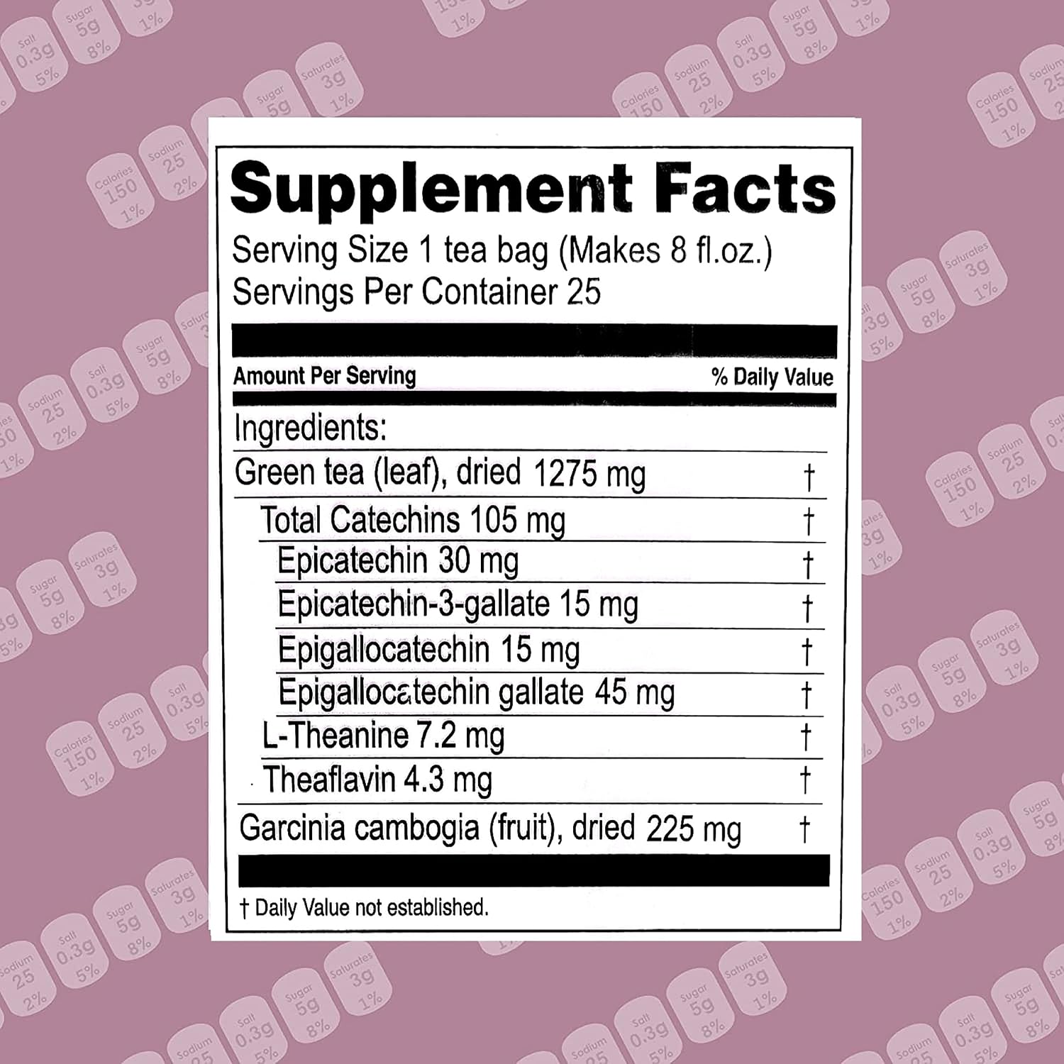 HYLEYS Tea Garcinia Cambogia Green Tea 5 Flavors Assortment - 25 Tea Bags