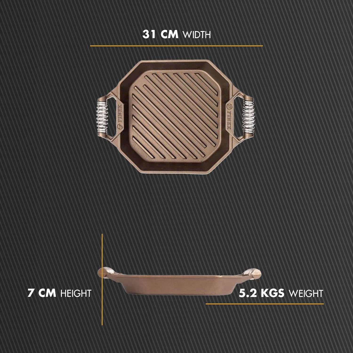 FINEX 10" Cast Iron Grill Pan, Grill Pans with Superior Heat Distribution, Near Non-Stick for Easy Cleaning, Cast Iron Grill Pan, For Indoor & Outdoor Grilling, Pre-Seasoned with Flaxseed Oil