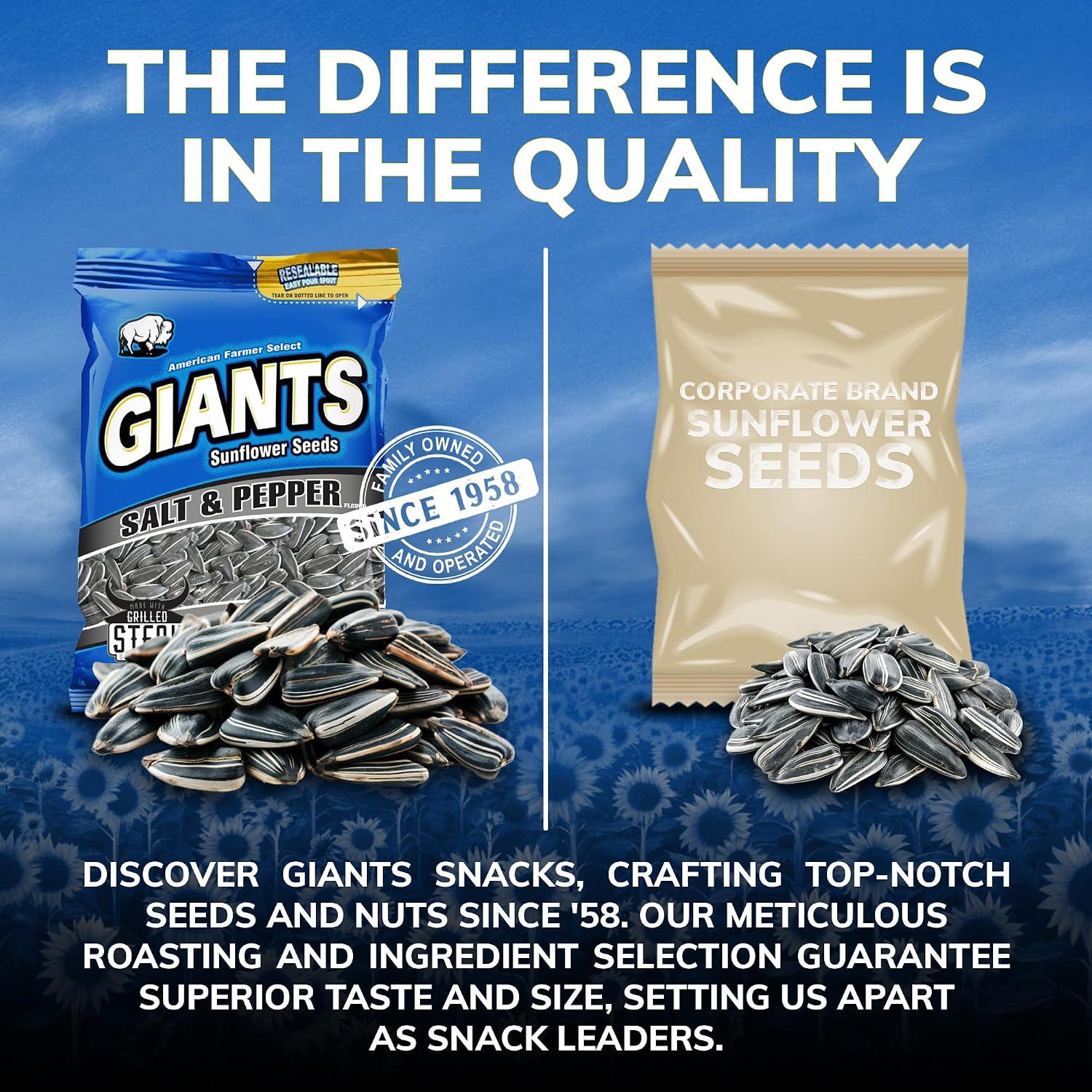 GIANTS Original Sunflower Seeds - Sunflower Seeds to Eat, Sunflower Seeds Bulk, Lightly Salted Sunflower Seeds for Eating, High Protein Snack - 5.75 oz Resealable Bags (Case of 12)