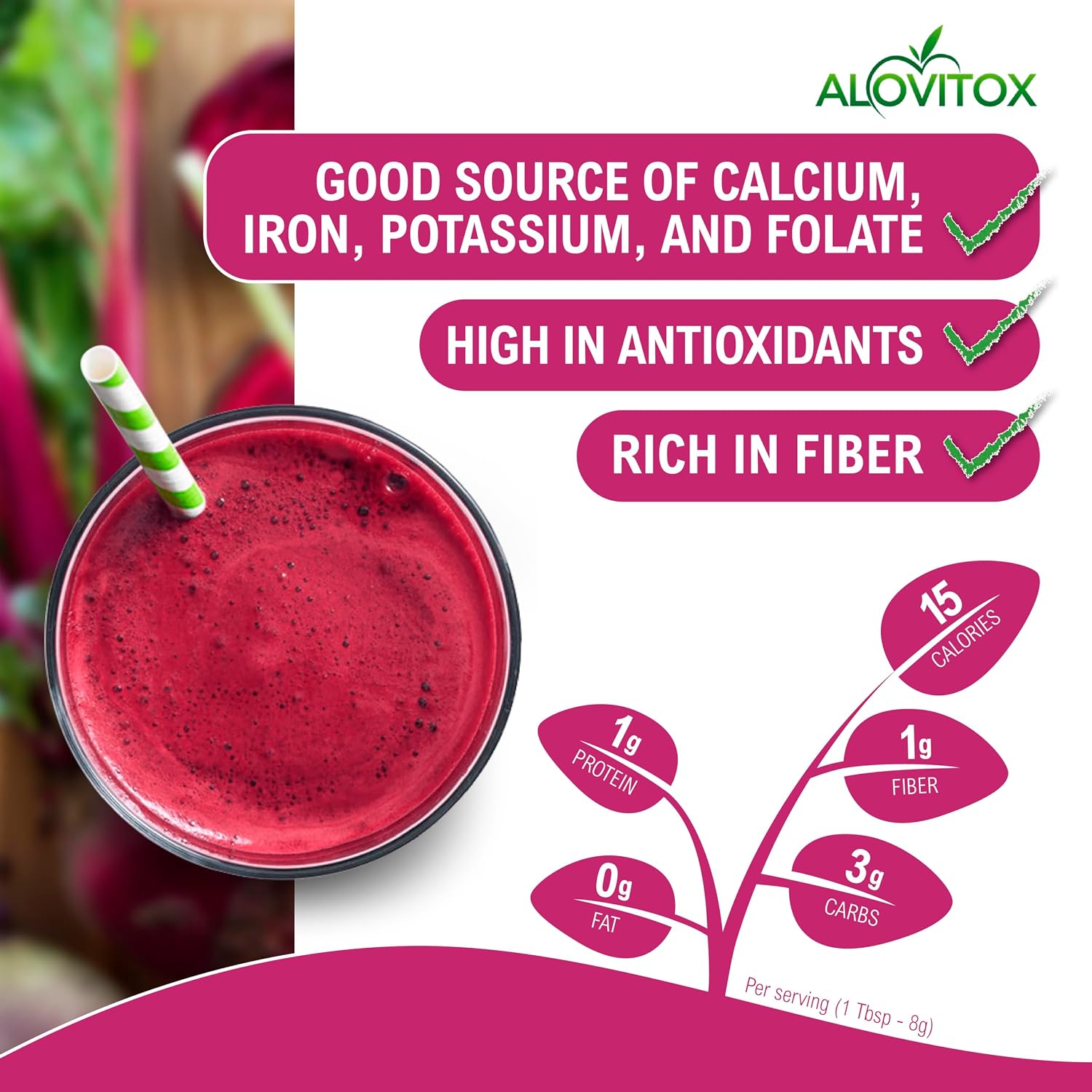 Alovitox Beet Root Powder: USDA Organic, Nitric Oxide Boost, Fuels Workouts