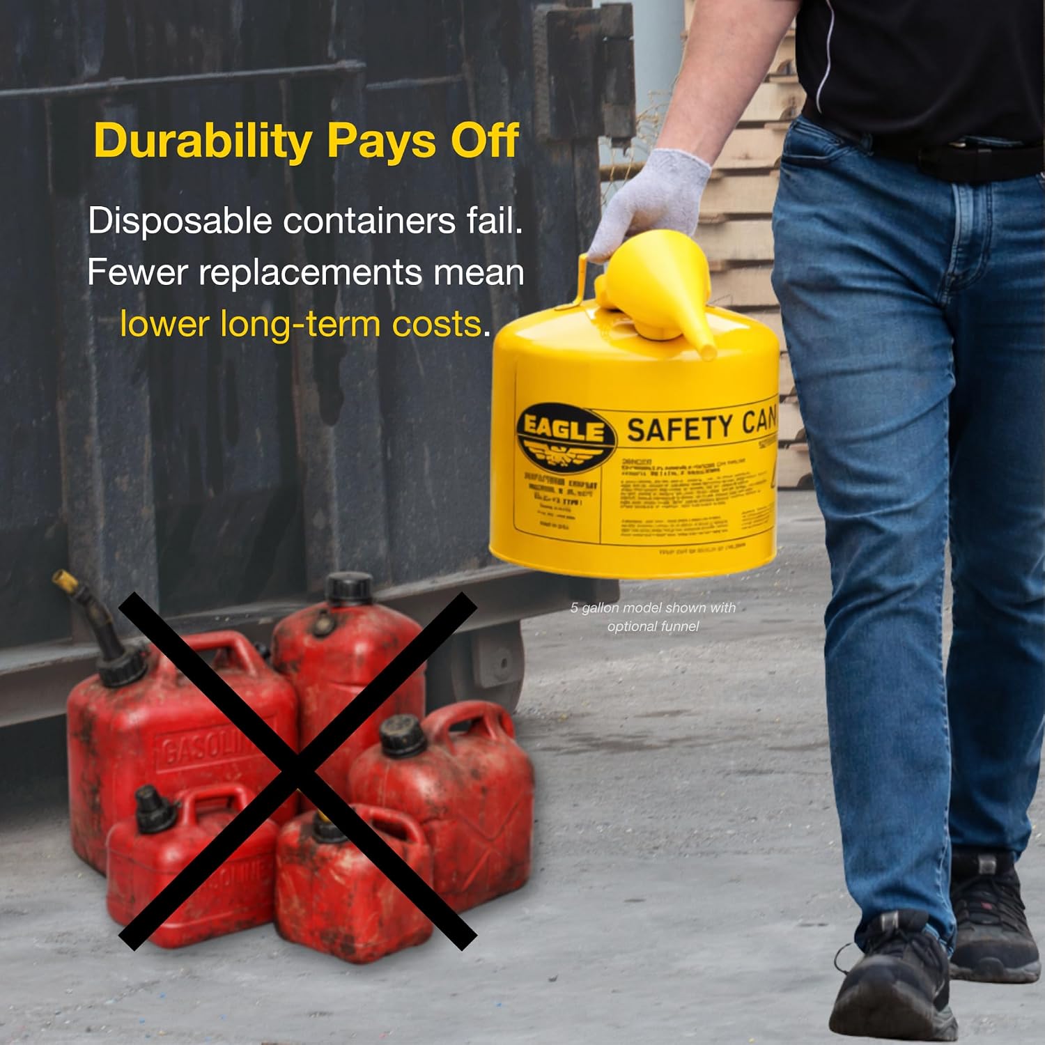 Eagle 5 Gallon Type I Yellow Safety Gas Can for Diesel