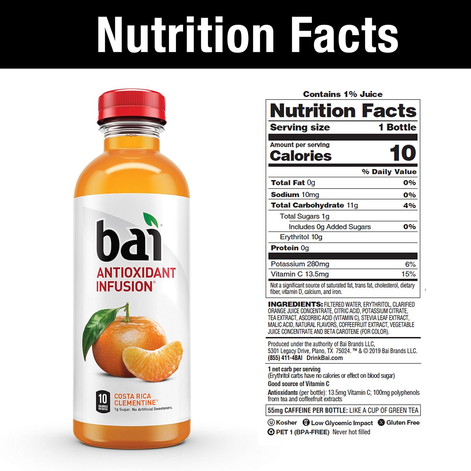 Bai Flavored Water, Kula Watermelon, Antioxidant Infused Drinks, 18 Fluid Ounce Bottle (Pack of 12)