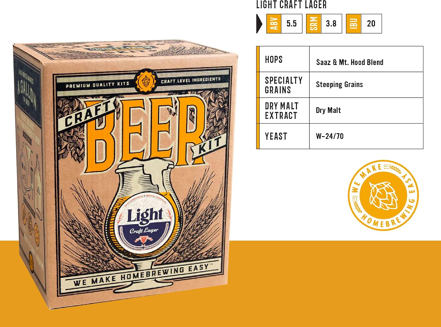 Craft A Brew - Hefeweizen - Beer Making Kit - Make Your Own Craft Beer - Complete Equipment and Supplies - Starter Home Brewing Kit - 1 Gallon