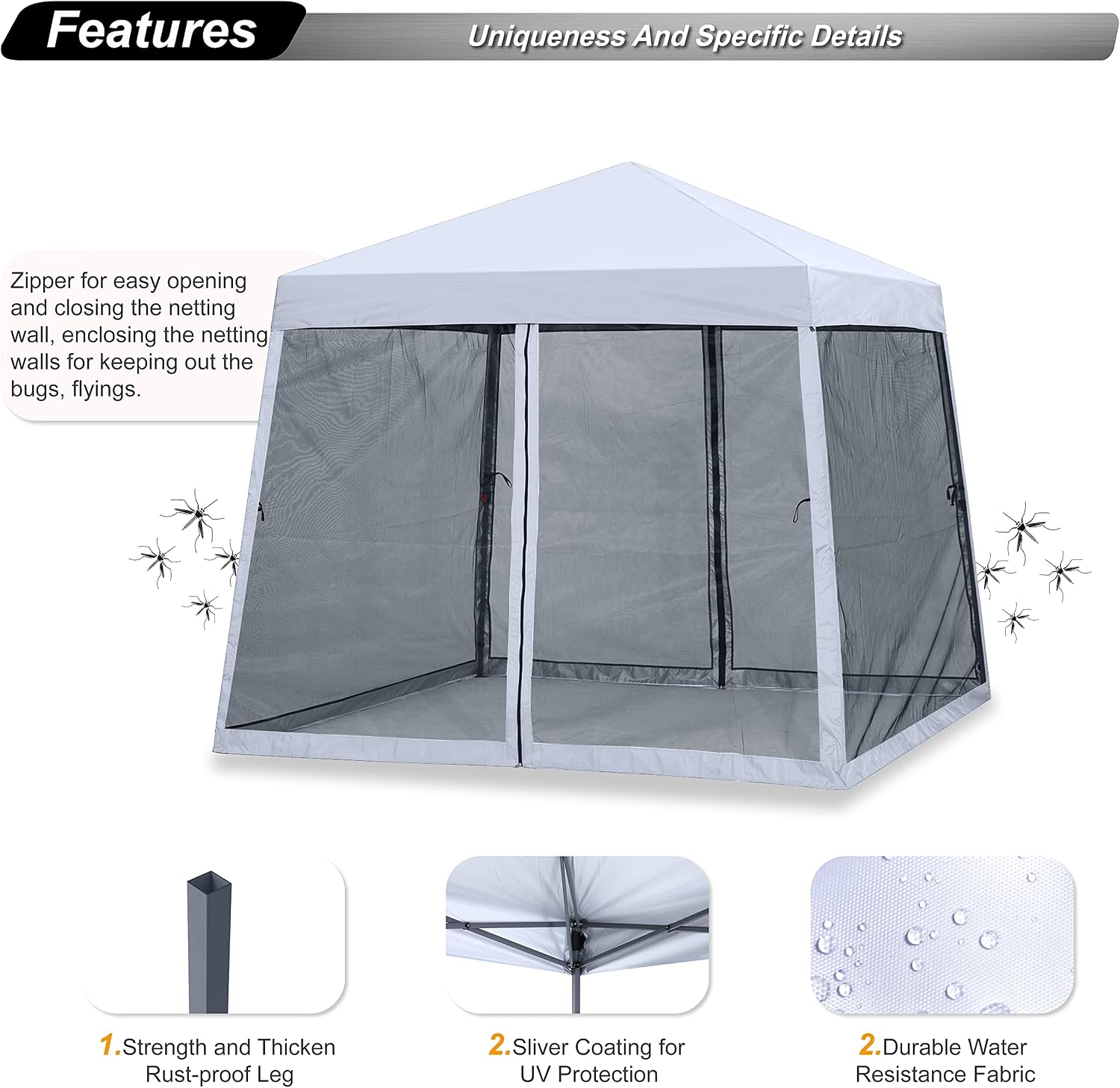 ABCCANOPY 10x10 Pop Up Canopy Tent, Slant Leg Outdoor Shade, Dark Gray