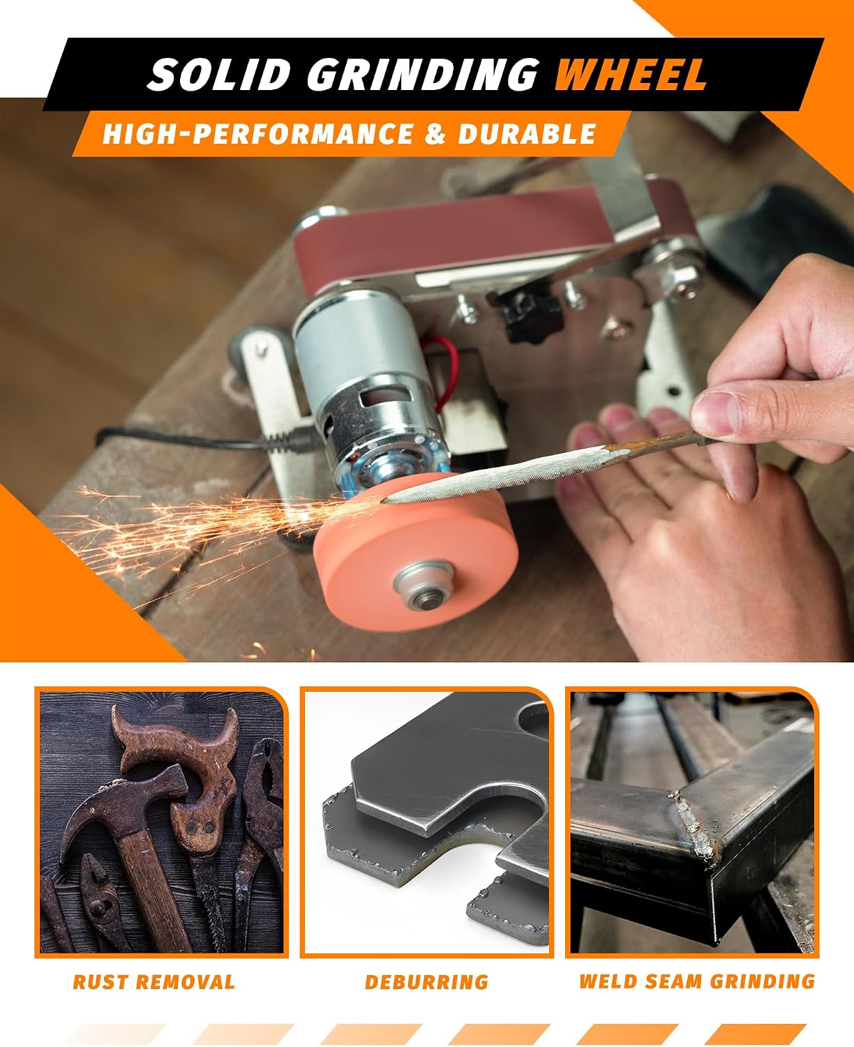 Mini Belt Sander, Electric Small Sander Knife Sharpener, 5"x6.8"x5.5" | Compact Design, Multi-Purpose, Electric Powered, Knife Sharpening, Portable Sander