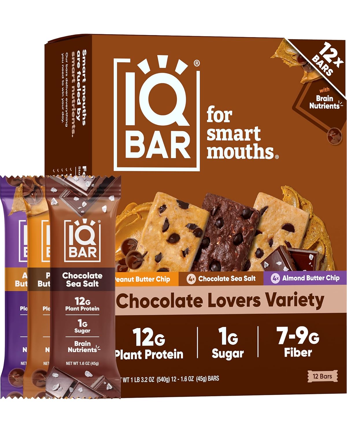 IQBAR Clean Protein Bars, Low Sugar Keto, Banana Nut 12-Count