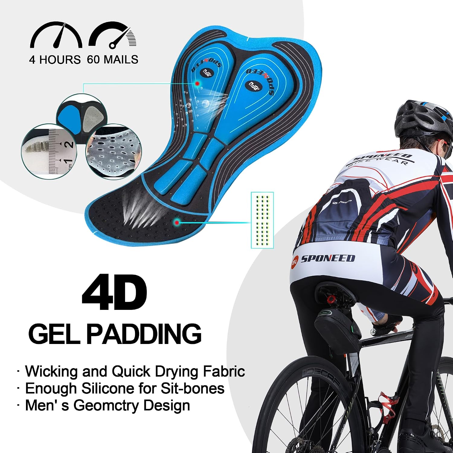 sponeed Cycling Clothes for Men Long Sleeve Mountain Bike Road Bicycle Shirt Jerseys Padded Pants Biking Outfits