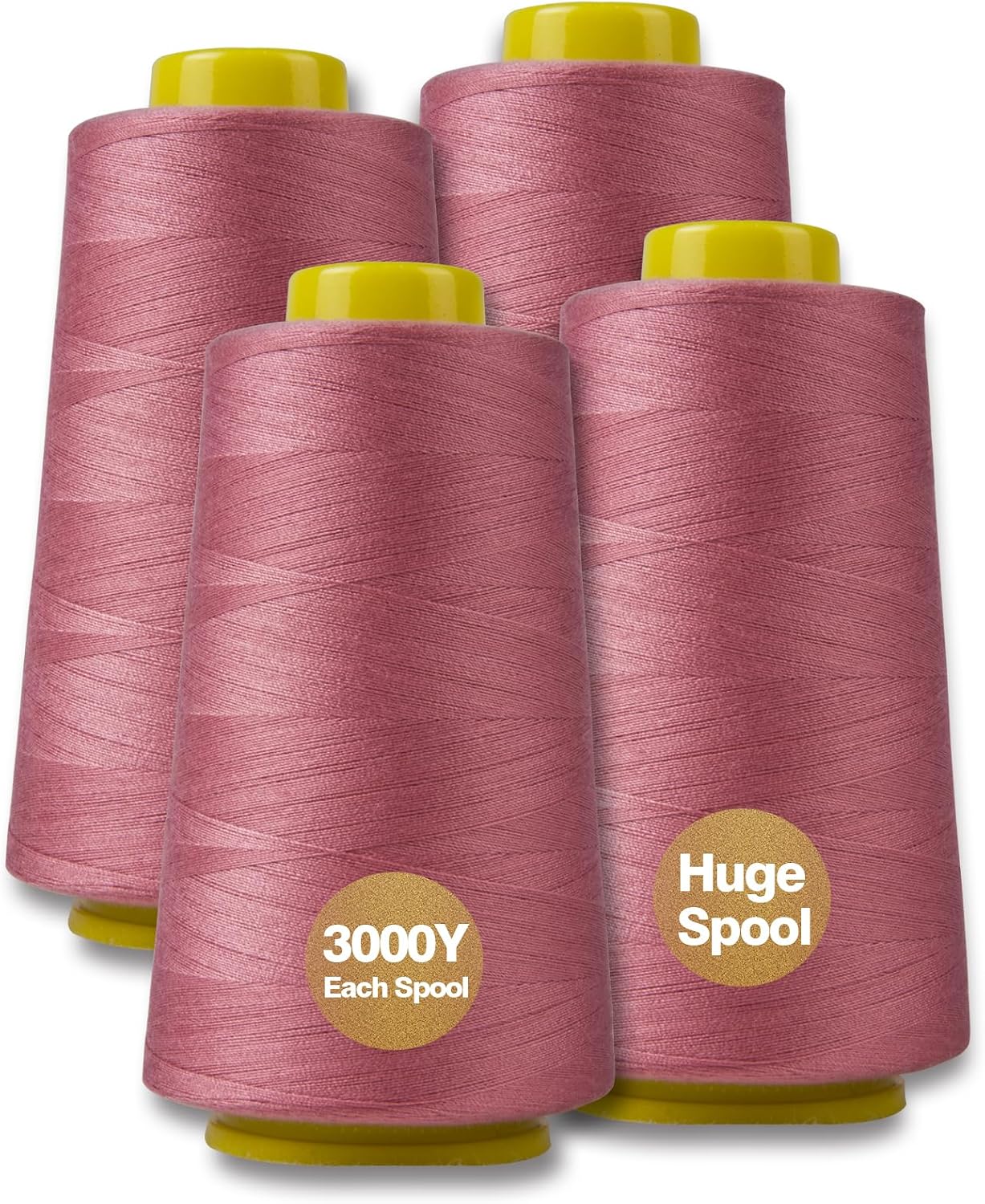 Black Serger Thread, All-Purpose Thread for Sewing, Polyester, 4 Cones of 3000 Yards Each Spool for Sewing Machine