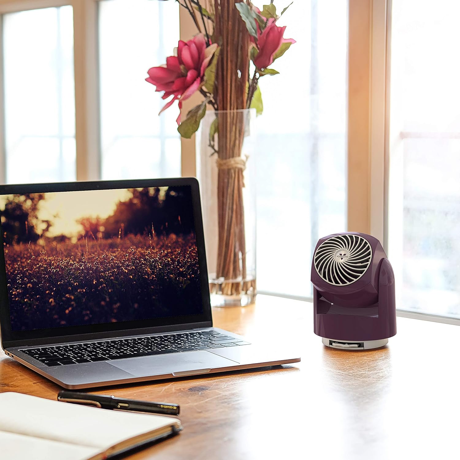 Vornado Flippi V6 Compact Air Circulator Fan, Quiet Portable Travel Fan for Desk or Bedroom, Adjustable Head, 2 Speeds, Bliss Blue