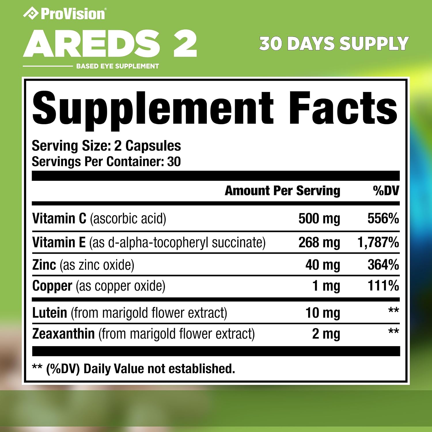 Provision AREDS 2 Eye Vitamins - Lutein and Zeaxanthin Complex, 60 Capsules | Doctor Formulated Vision Supplements for Adults with Vitamin C, E, Zinc