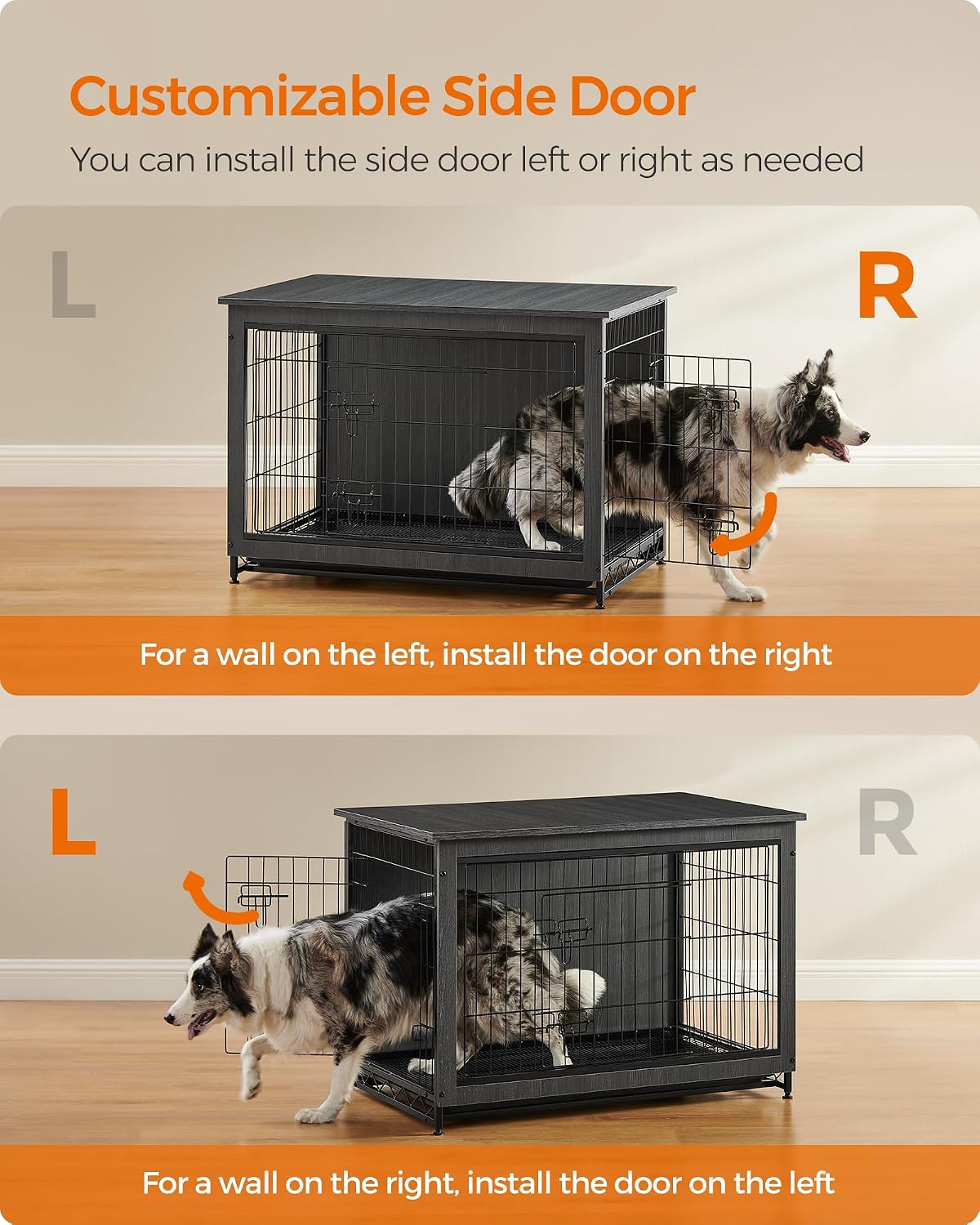 Feandrea 27.2" Dog Crate Furniture, Indoor Dog Kennel Side End Table