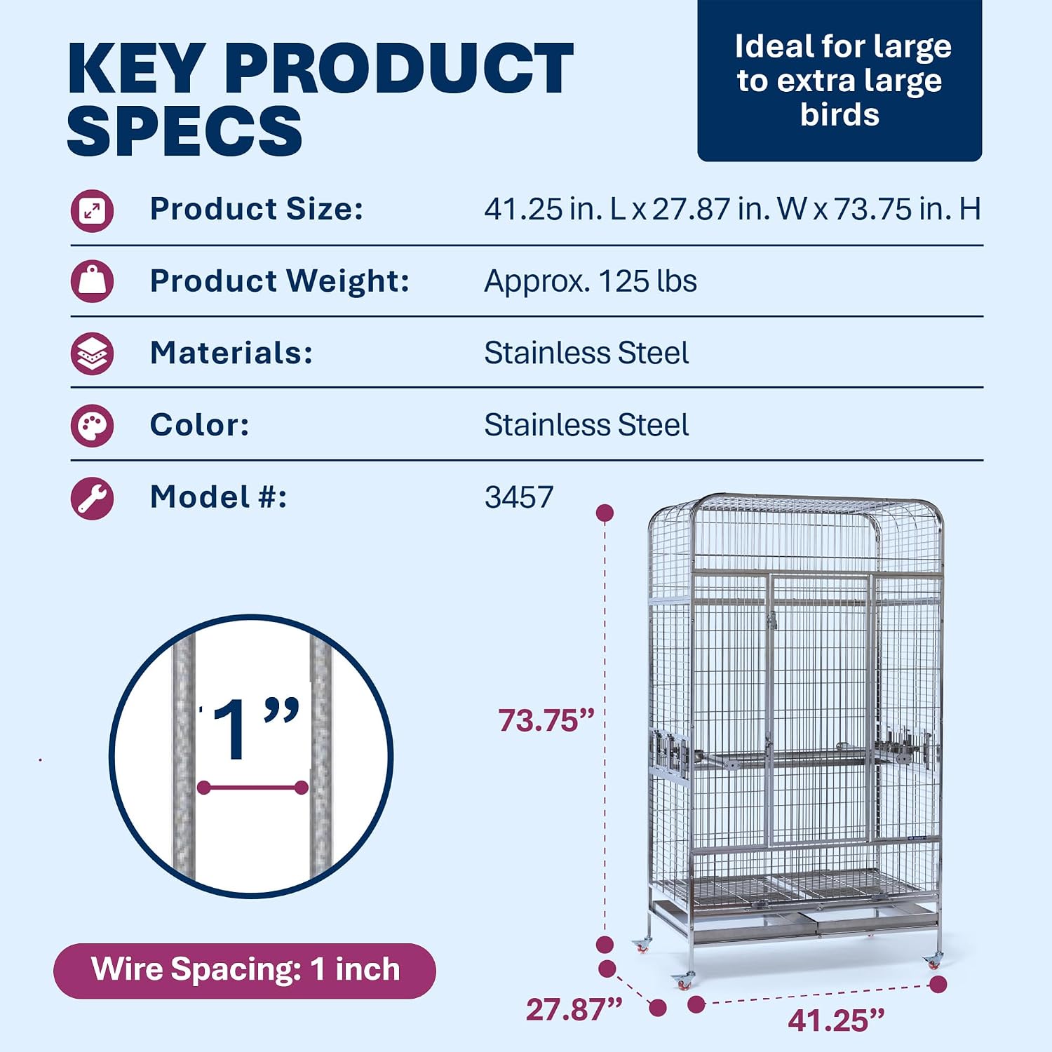 Prevue Pet Products Imperial Extra Large Stainless Steel Bird Cage