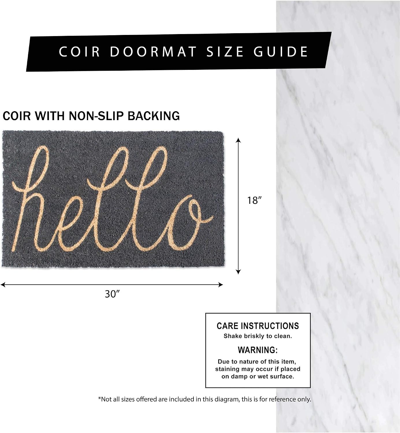 DII Floral Design Collection Natural Coir Doormat, 17x29, Palm Beach
