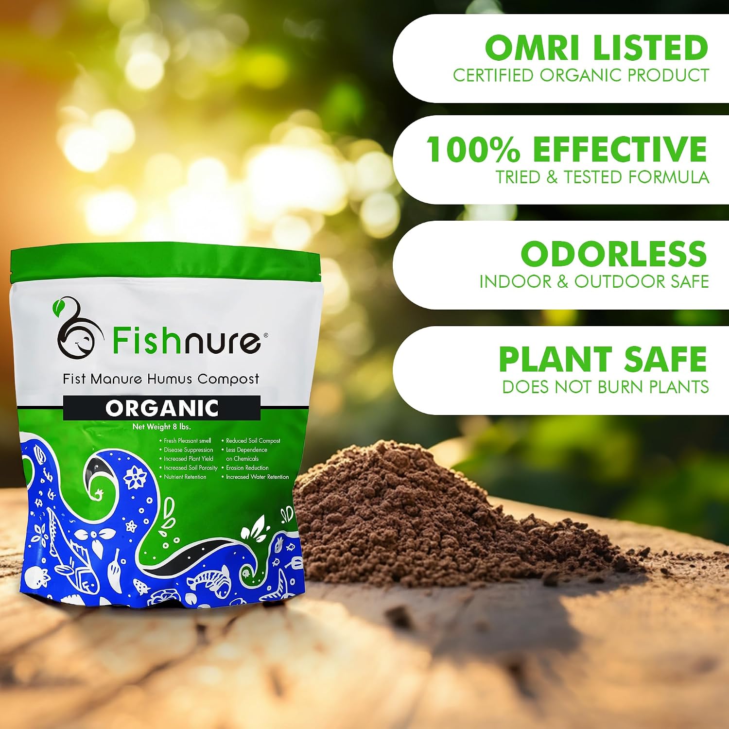 Fishnure - Humus Fish Compost Fertilizer for Indoor Plants, Outdoor Houseplant Fertilizer Supports Natural Production of Plant Food for Houseplants
