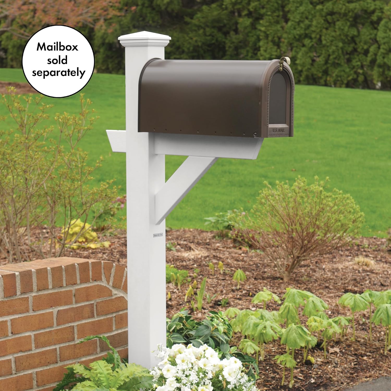 Highwood AD-MLBX1-CGE Hazelton Mailbox Post, Coastal Teak