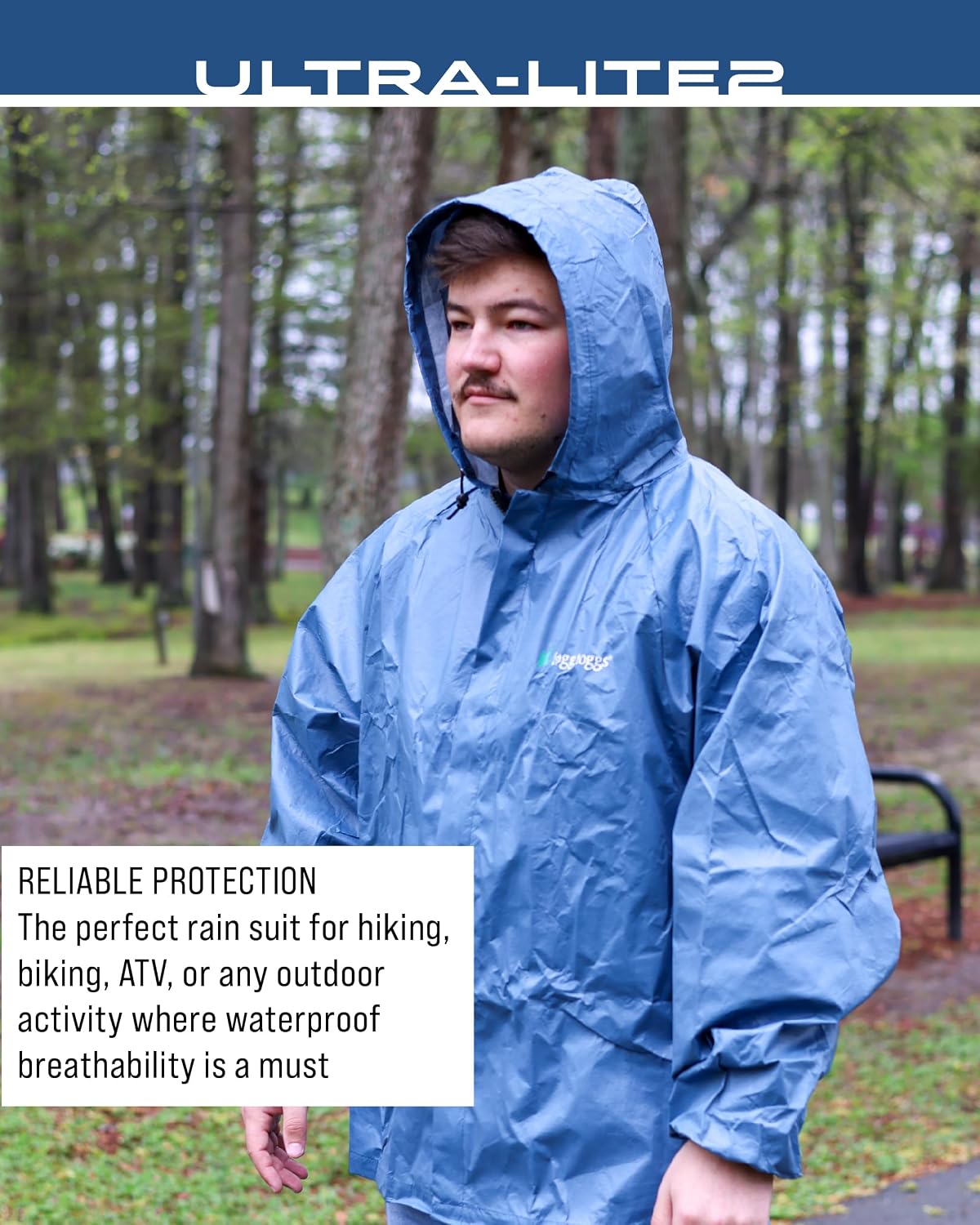 FROGG TOGGS Men's Ultra-lite2 2-Layer Waterproof Breathable Rain Jacket | Sealed seams, adjustable hood, storm flap, zippered chest pocket