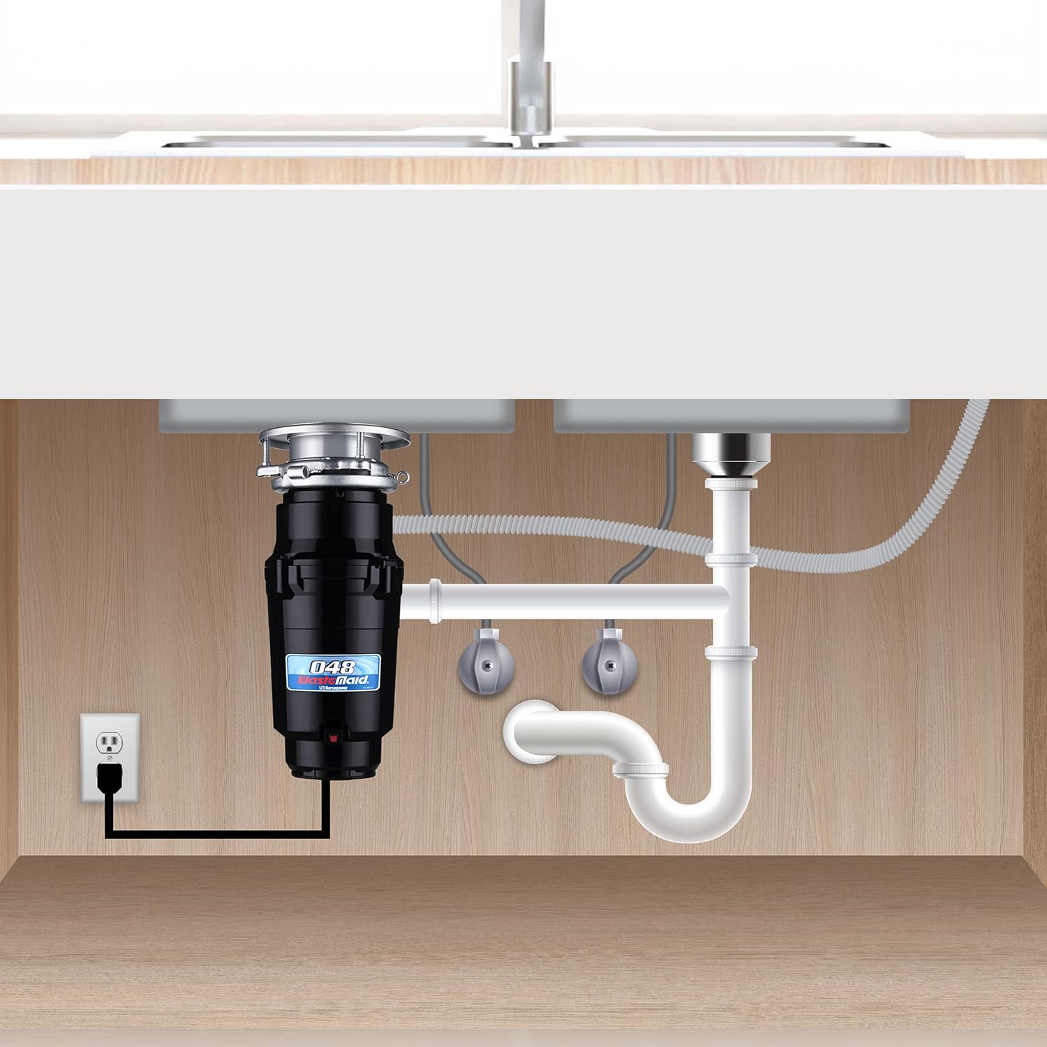 Waste Maid Garbage Disposal, Anti-Jam, Continuous Feed, 1/2 HP Standard | Anti-Jam Stainless Steel Food Waste Grinding System, Quiet Continuous Feed, Easy 3-Bolt Mount, 8-Yr Warranty 10-US-WM-158-3B