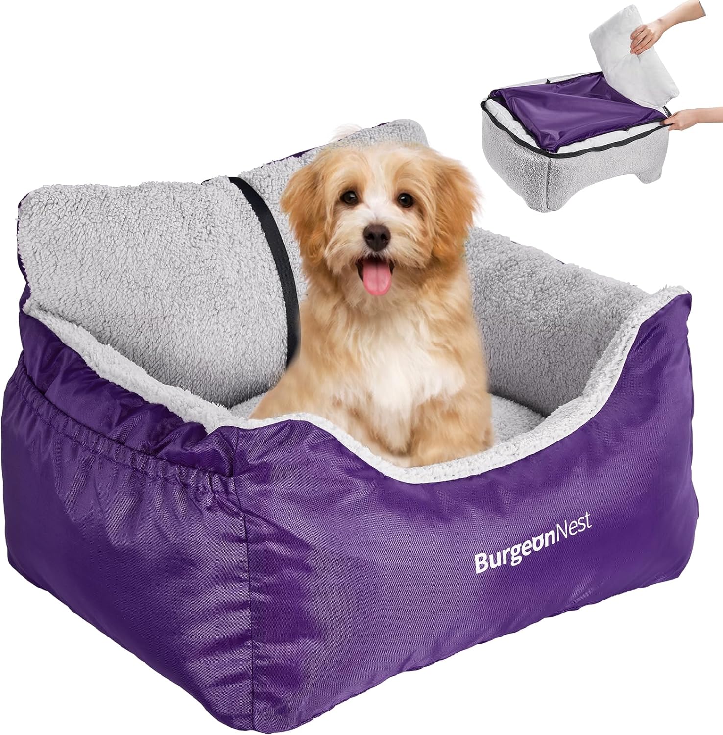 BurgeonNest Dog Car Seat for Small Dogs & Cats Under 25 lbs,Black