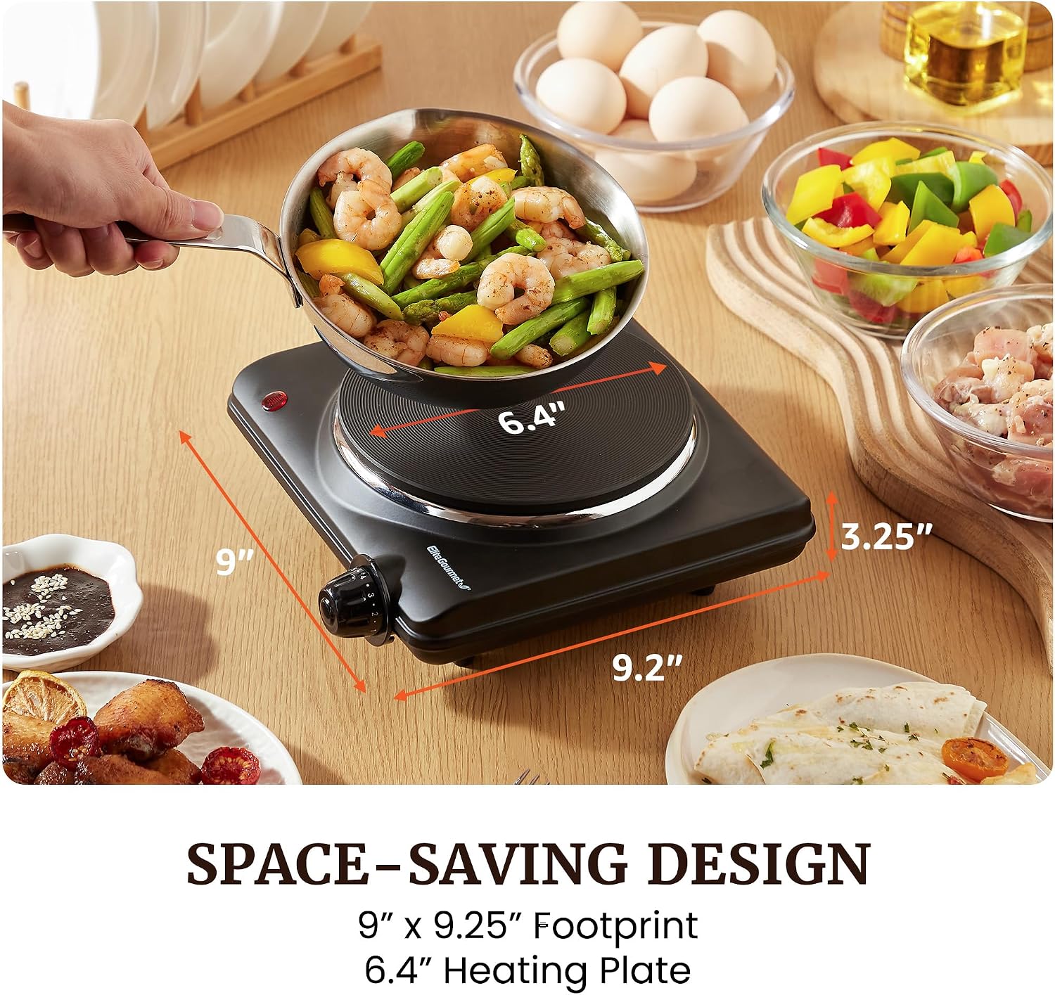 Elite Gourmet Electric Burner, 1000W Cast Iron Hot Plate, 7 Heat Settings