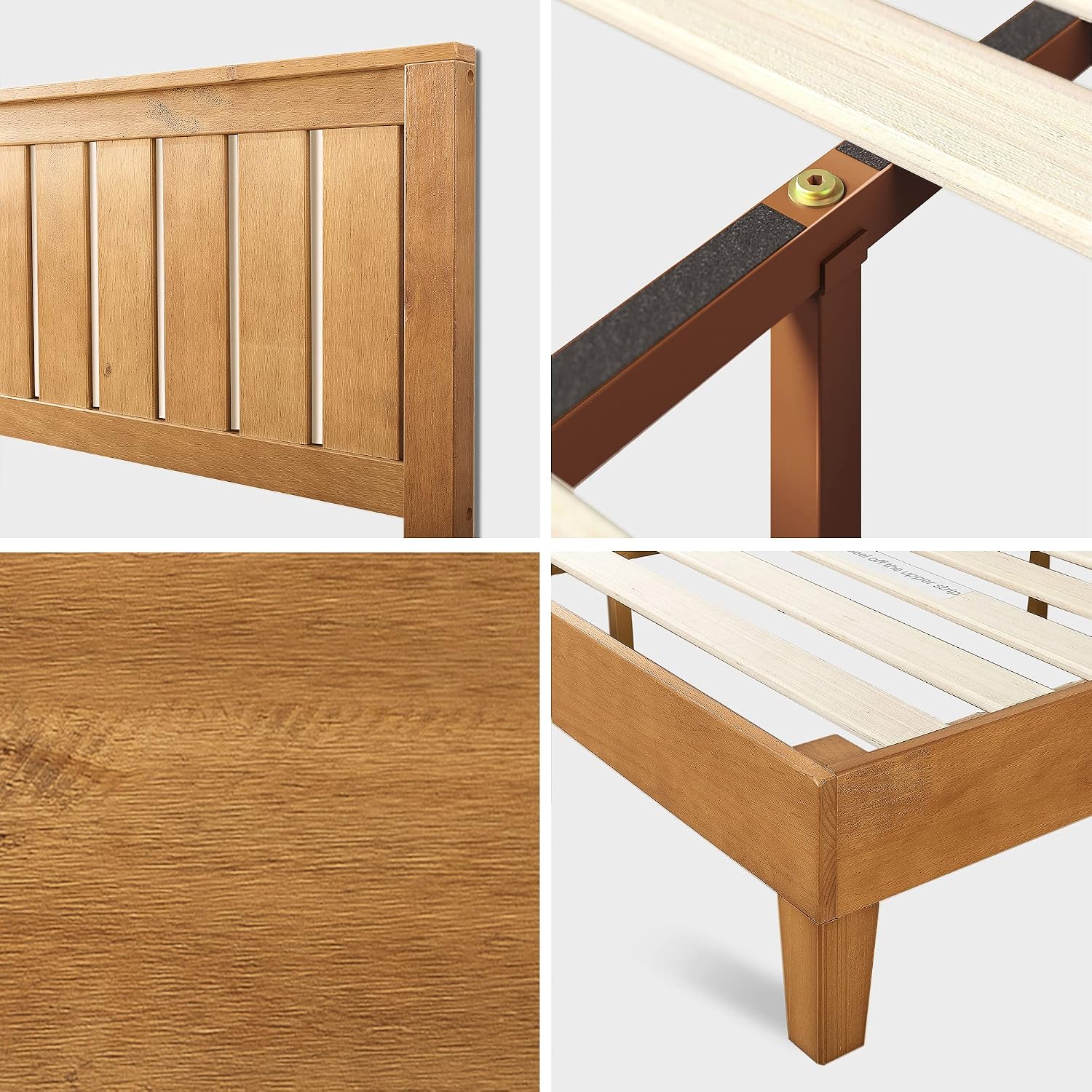 ZINUS Vivek Deluxe Wood Platform Bed Frame with Headboard, Wood Slat Support, No Box Spring Needed, Easy Assembly, Queen | Slatted Headboard, Wood Slat Support, No Box Spring Needed, Contemporary Design, Easy Assembly