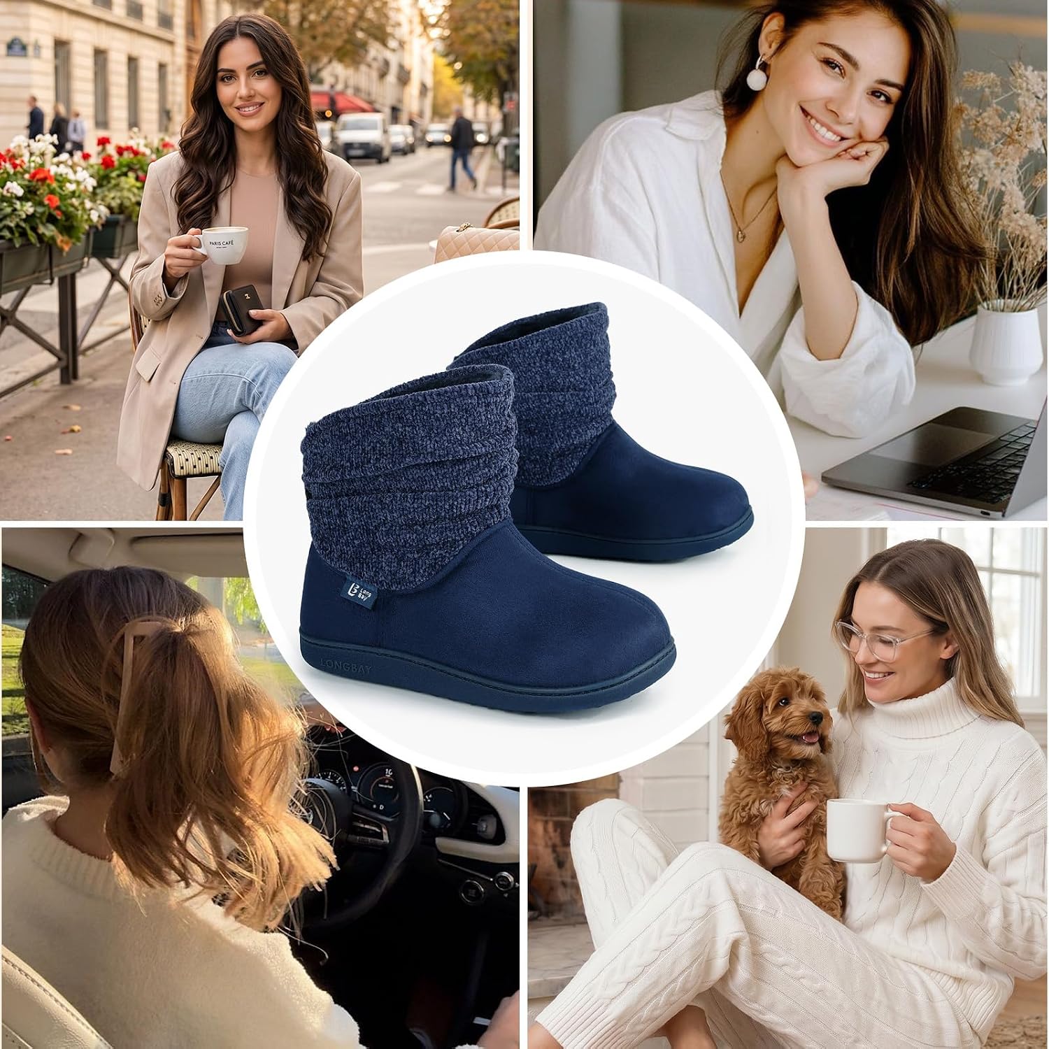 LongBay Slippers Boots for Women Warm Winter Fuzzy Bootie House Shoes Gifts