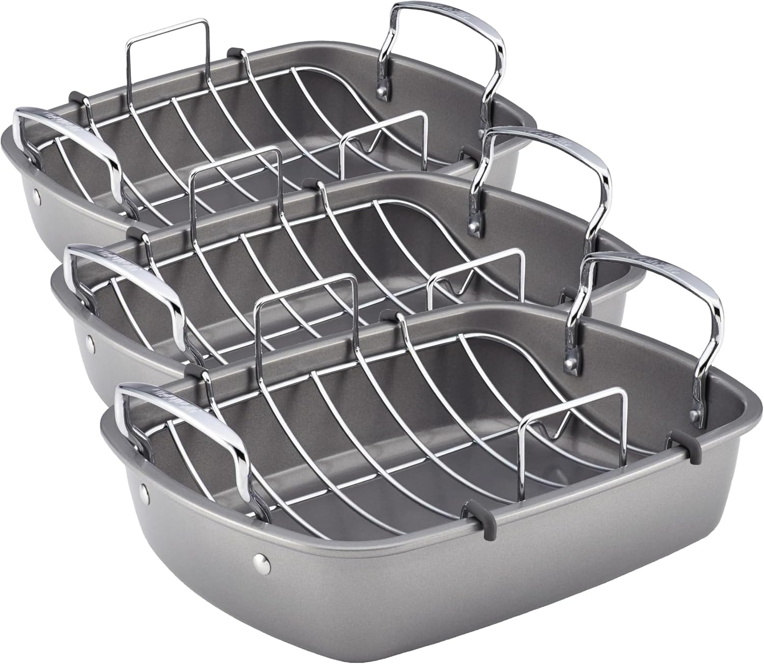 Circulon Total Bakeware Nonstick Roaster, Roasting Pan with Rack, 17-Inch x 13-Inch, Gray