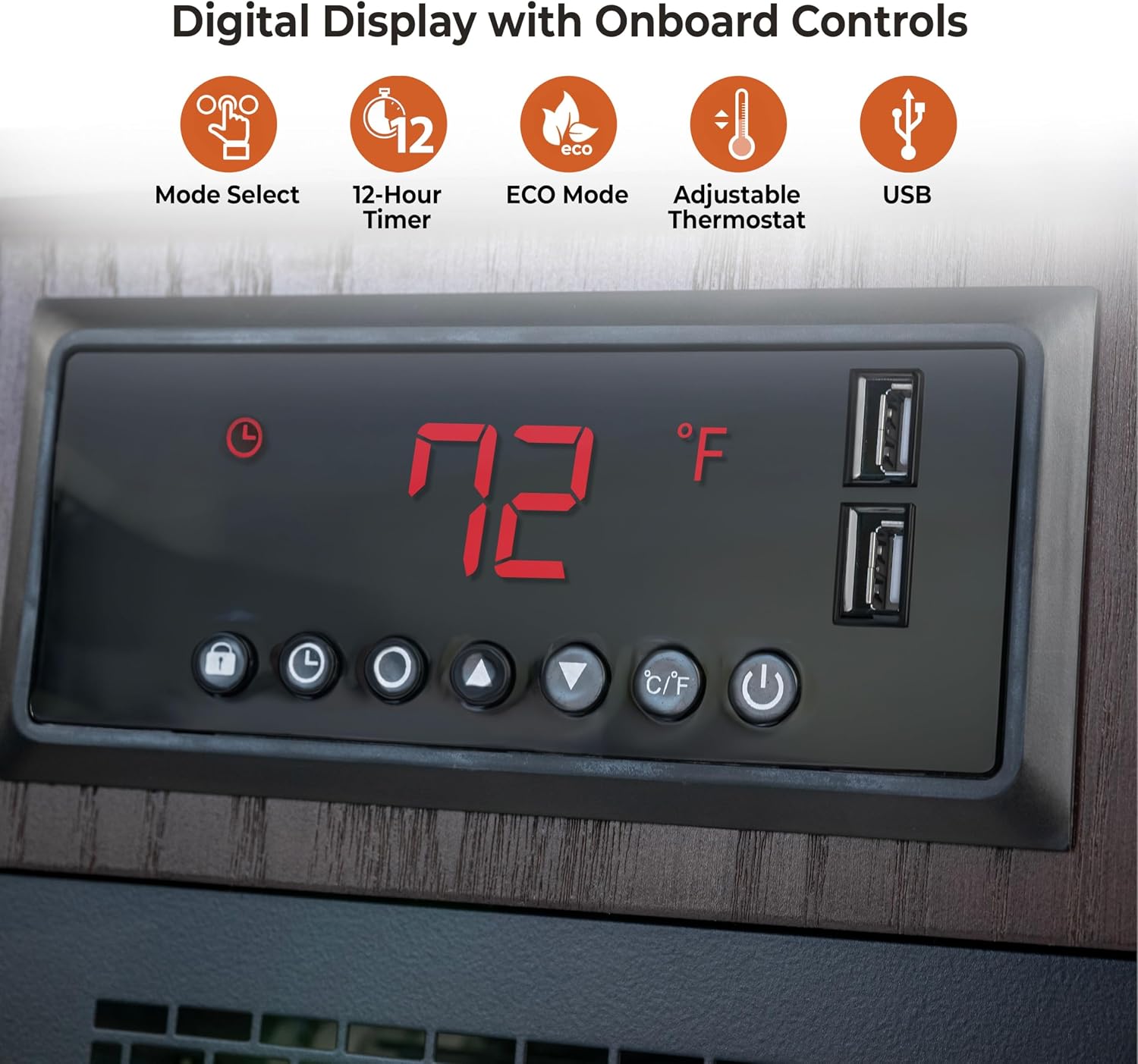 Comfort Zone Indoor Space Heater, 20 inch, 1,500 watt, Cabinet Heater with Remote, Infrared, Quartz, USB Charging Ports, Timer, Tip Over Switch & Overheat Protection, Ideal for Home & Office, CZ2062W