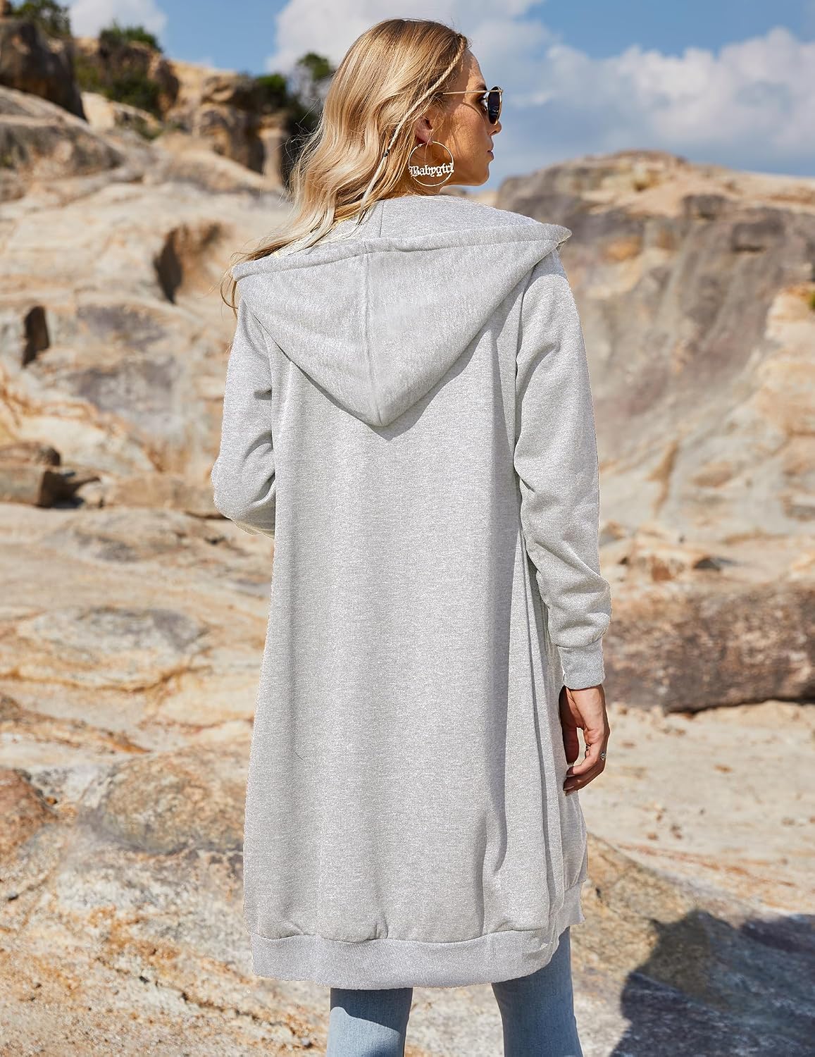 ELESOL Women Casual Zip up Fleece Hoodies Tunic Sweatshirt Long Jacket