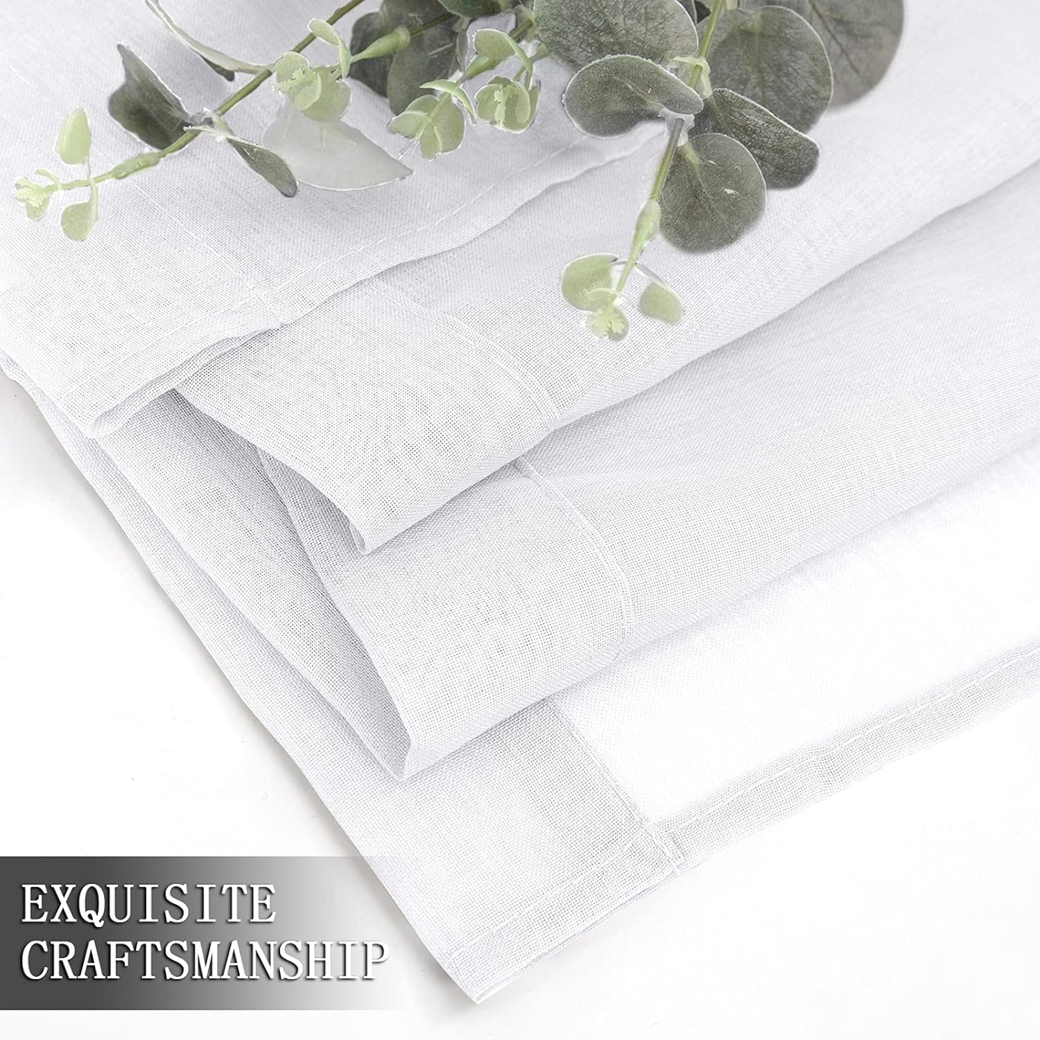 Tollpiz Sheer Curtain Linen Textured Living Room Curtains Sheer Light Filtering Rod Pocket Voile Curtain for Bedroom, 54 x 72 inches Long, White
