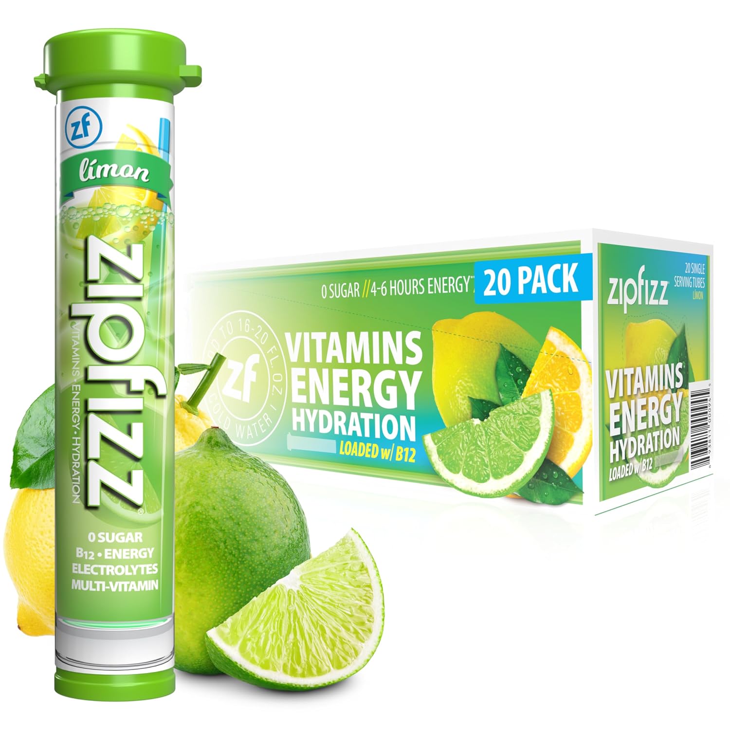 Zipfizz Energy Drink Powder, 20 Pack B12 Electrolyte - Pink Lemonade | Hydration tubes with vitamin drink benefits, 100mg caffeine, B12, electrolytes, & no artificial sugar for active lifestyle