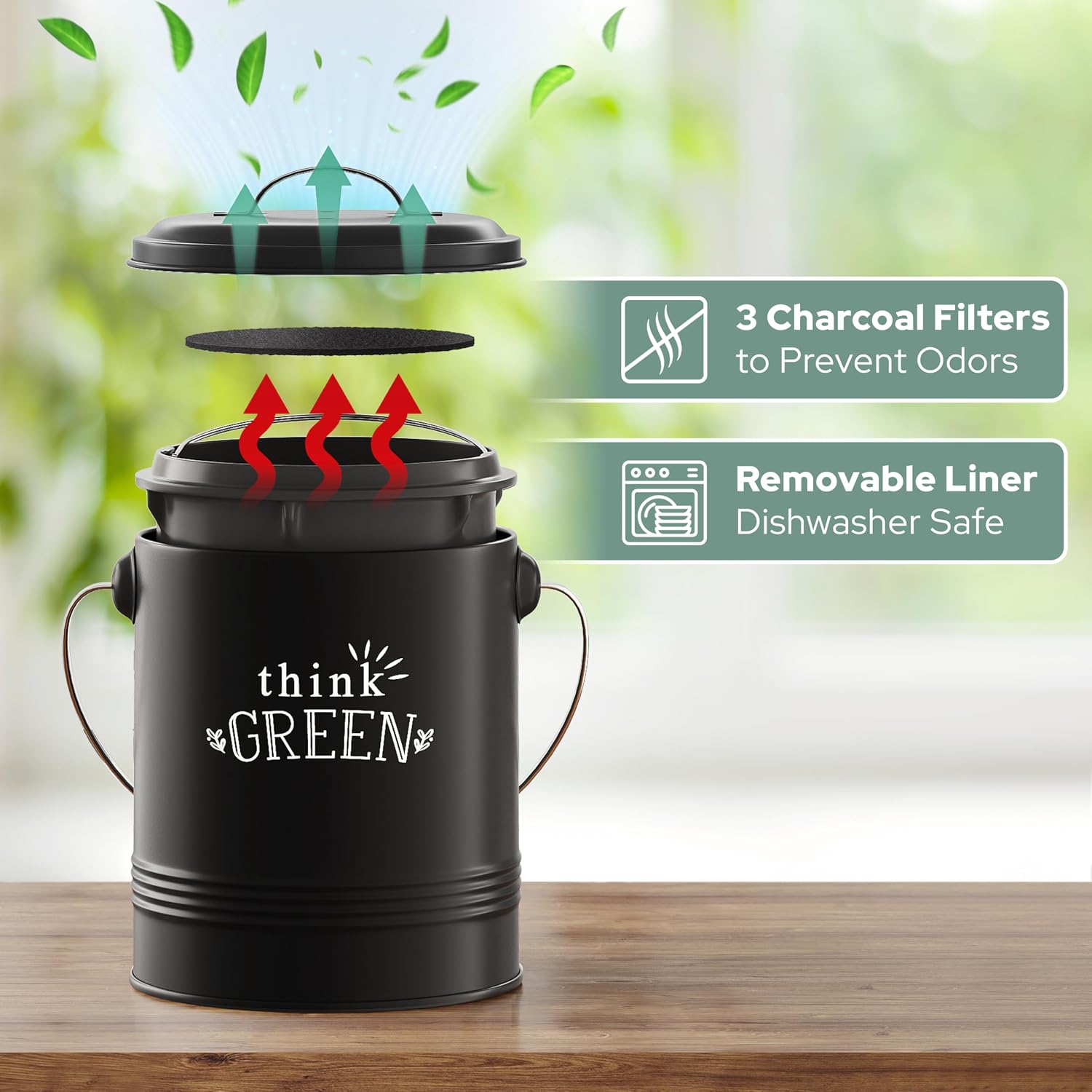 Barnyard Designs 1.2 Gallon Kitchen Counter Compost Bin with Lid (Mint)