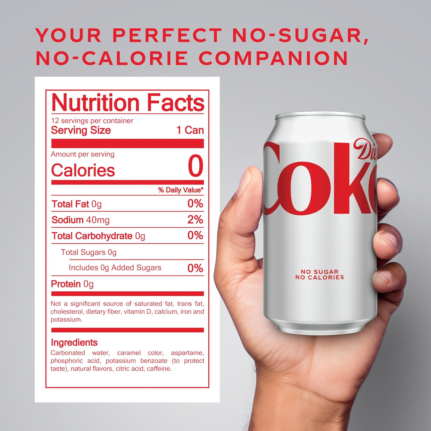 Diet Coke Soda Soft Drink Cans, 12 fl oz, 12 Pack | No sugar, no calories, 46 mg caffeine per can