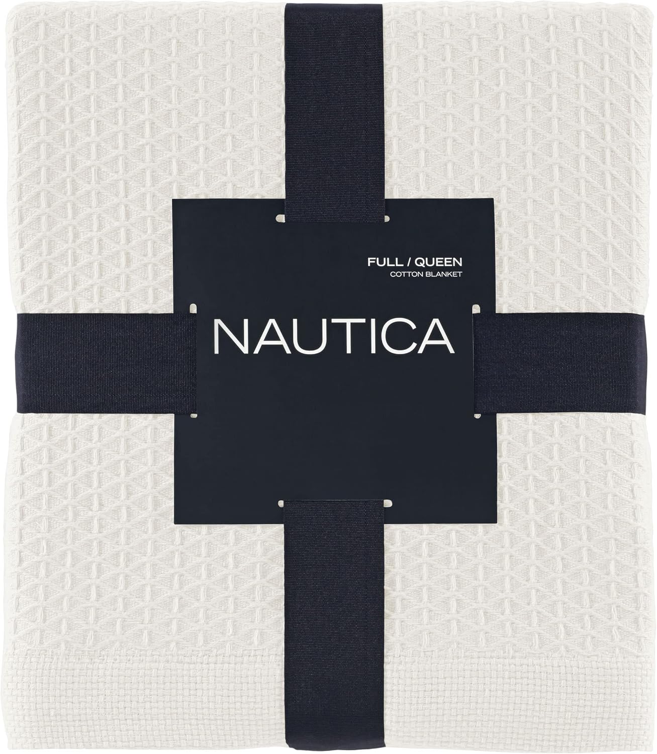 Nautica - Queen Blanket, Diamond Weave Cotton Bedding, Medium-Weight for All Seasons, Oeko-Tex Certified (Baird Navy)