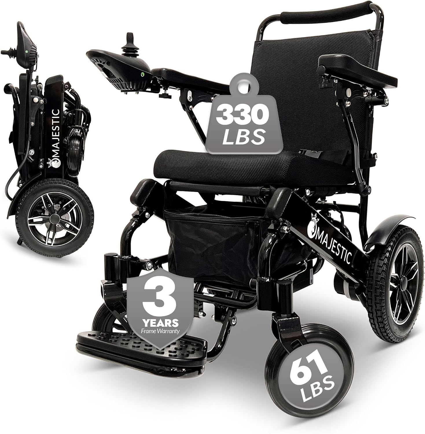 Majestic Electric Wheelchairs for Adults, Lightweight Foldable Electric Wheelchair, Motorized Wheel Chair for Seniors