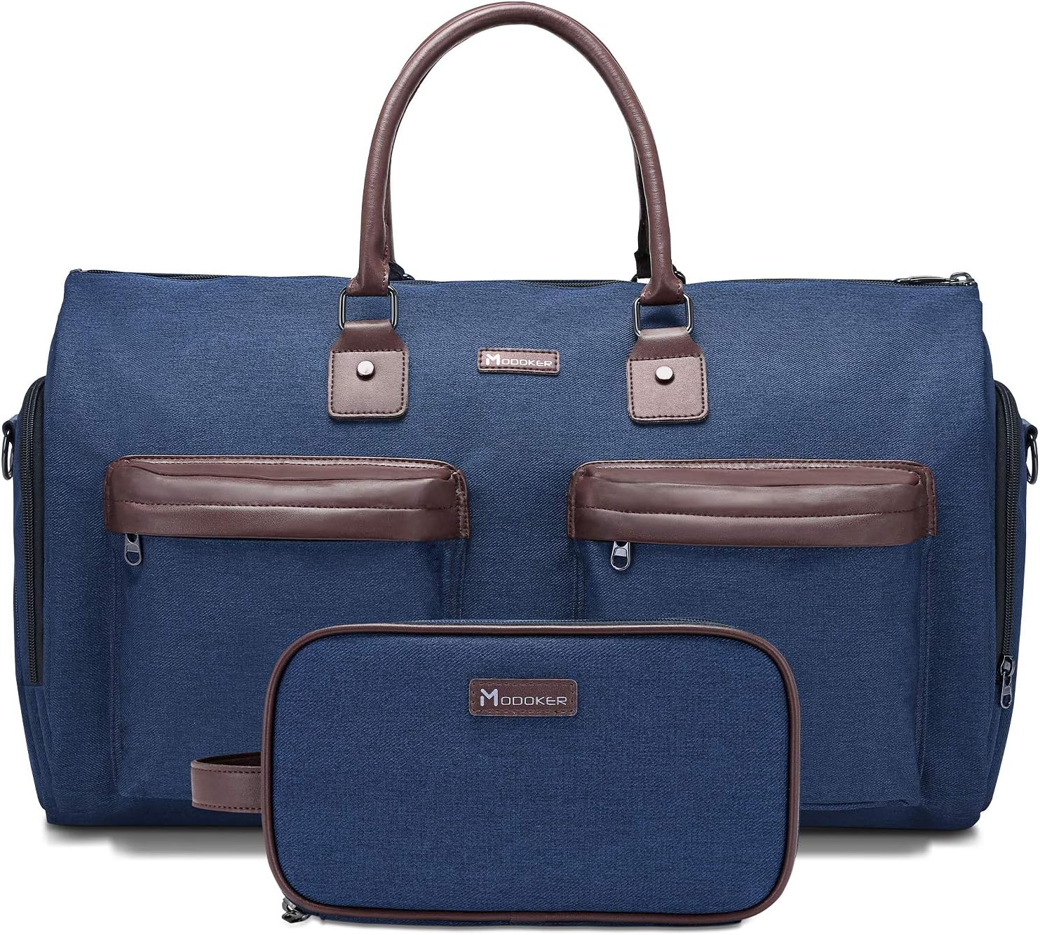 Convertible Garment Bag with Shoulder Strap, Modoker Carry on Garment Duffel Bag for Men Women - 2 in 1 Hanging Suitcase Suit Travel Bags, Blue, 45l