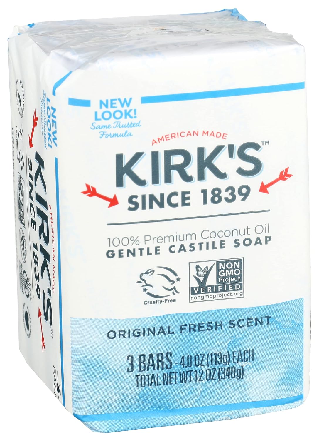 Kirk's Original Coco Castile Soap Fragrance Free 4 oz (Multi-Pack)