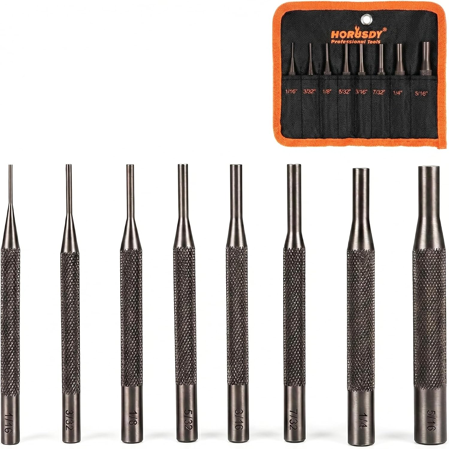 HORUSDY 8 Pieces Pin Punch Set, Kit Removing Repair Tool with Holder for Automotive, Watch Repair,Jewelry and Craft