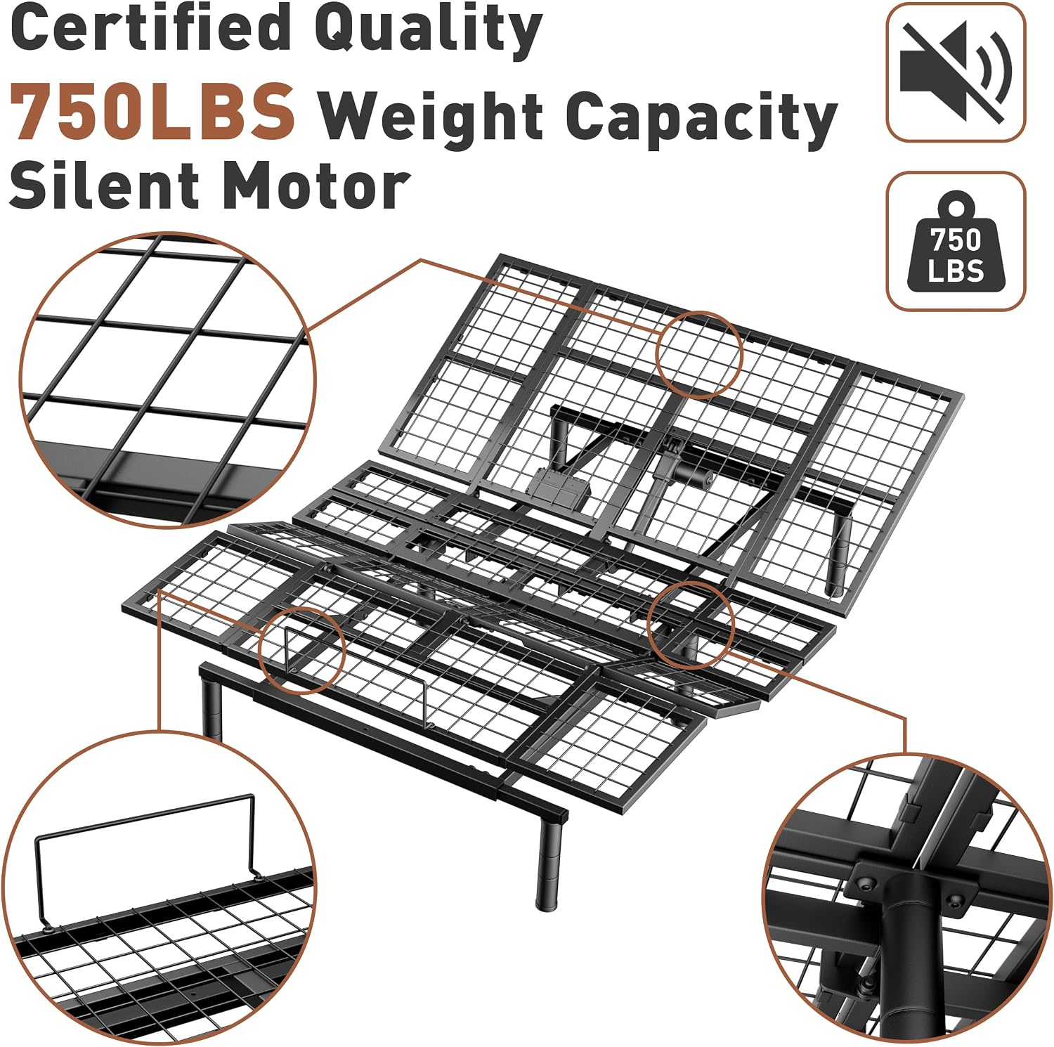Twin XL Adjustable Bed Base Quiet Motor Zero Gravity Anti-Snore | Heavy-Duty Metal Frame,Wireless Remote, Independent Head & Foot Incline