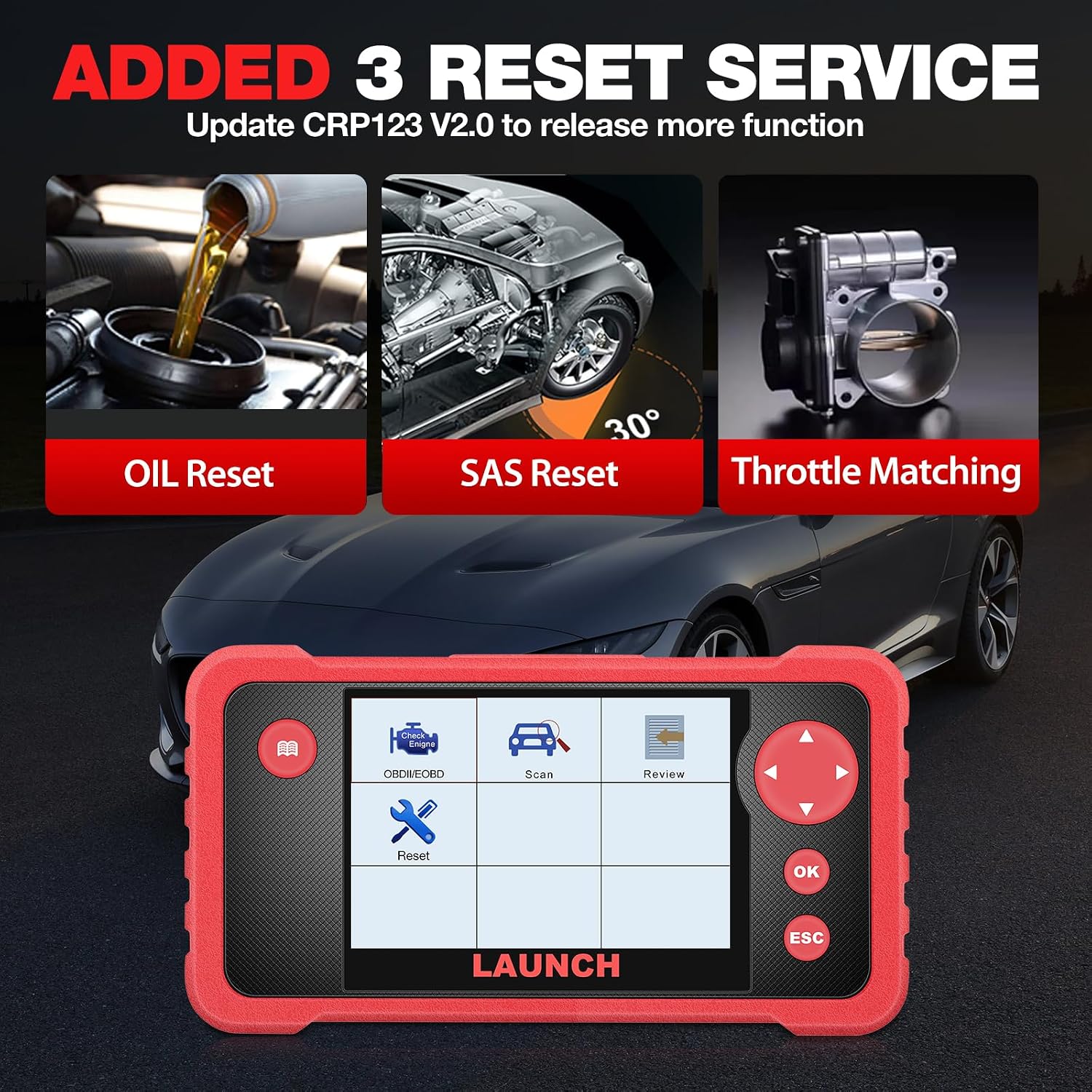 Launch CRP123 OBD2 Scanner 2024 Newest Elite Code Reader Engine/ABS/SRS/Transmission Car Diagnostic Tool, ABS Code Reader, SRS Scan Tool