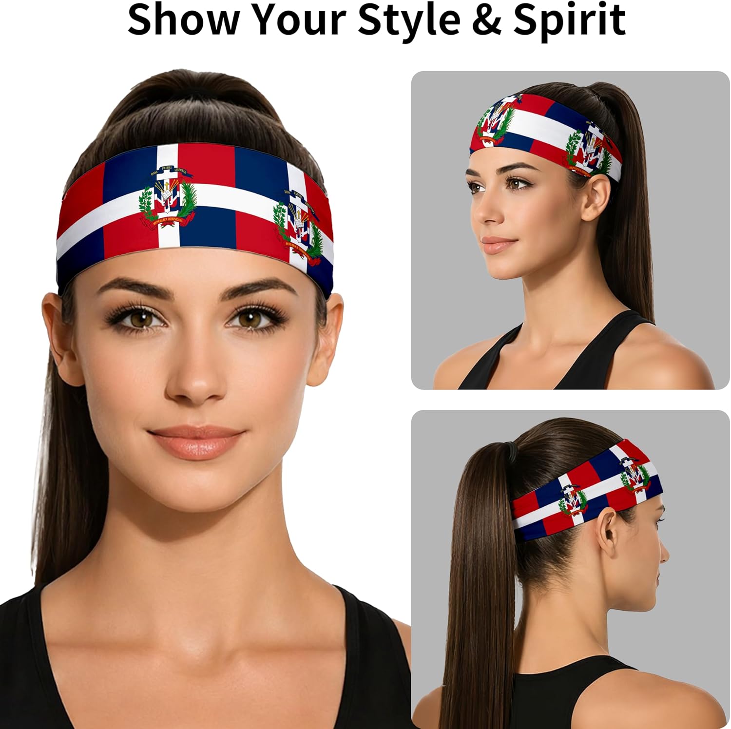 Sports Headband for Women Men,Flag Pattern Workout Head Band,Sweat Bands,Women Running Cycling Yoga Fitness,WorkoutSports Gift