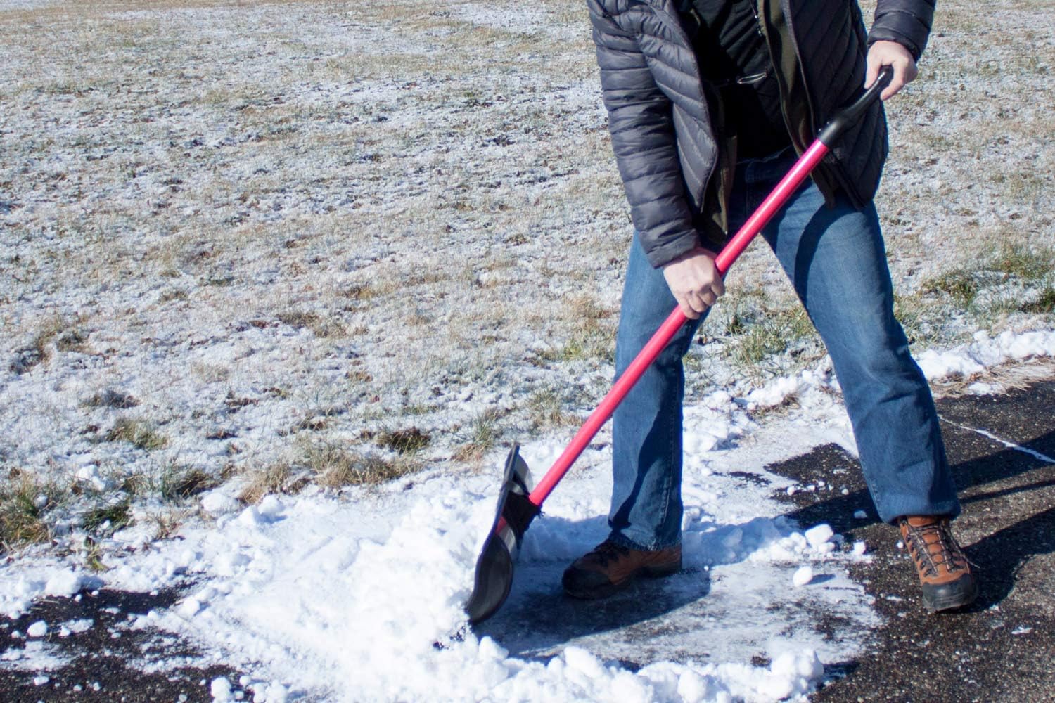 22" Combo Snow Shovel Pusher Fiberglass Handle, Made in USA | Top-grade poly, head 12.75"x22"x4.5", 56" length, Wirecutter Best Snow Shovel, D-grip