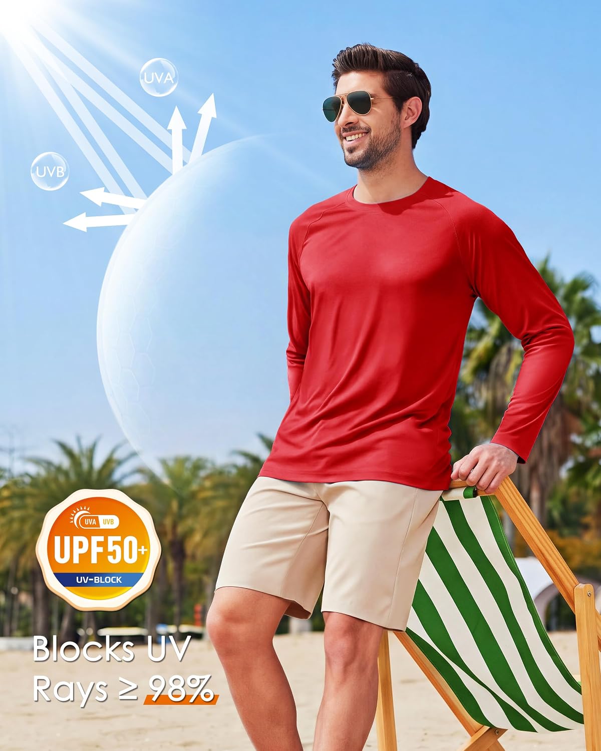 Boladeci Men's UPF 50+ Sun Protection UV SPF Shirts Long Sleeve Lightweight Quick Dry Swim T-Shirts Rash Guard