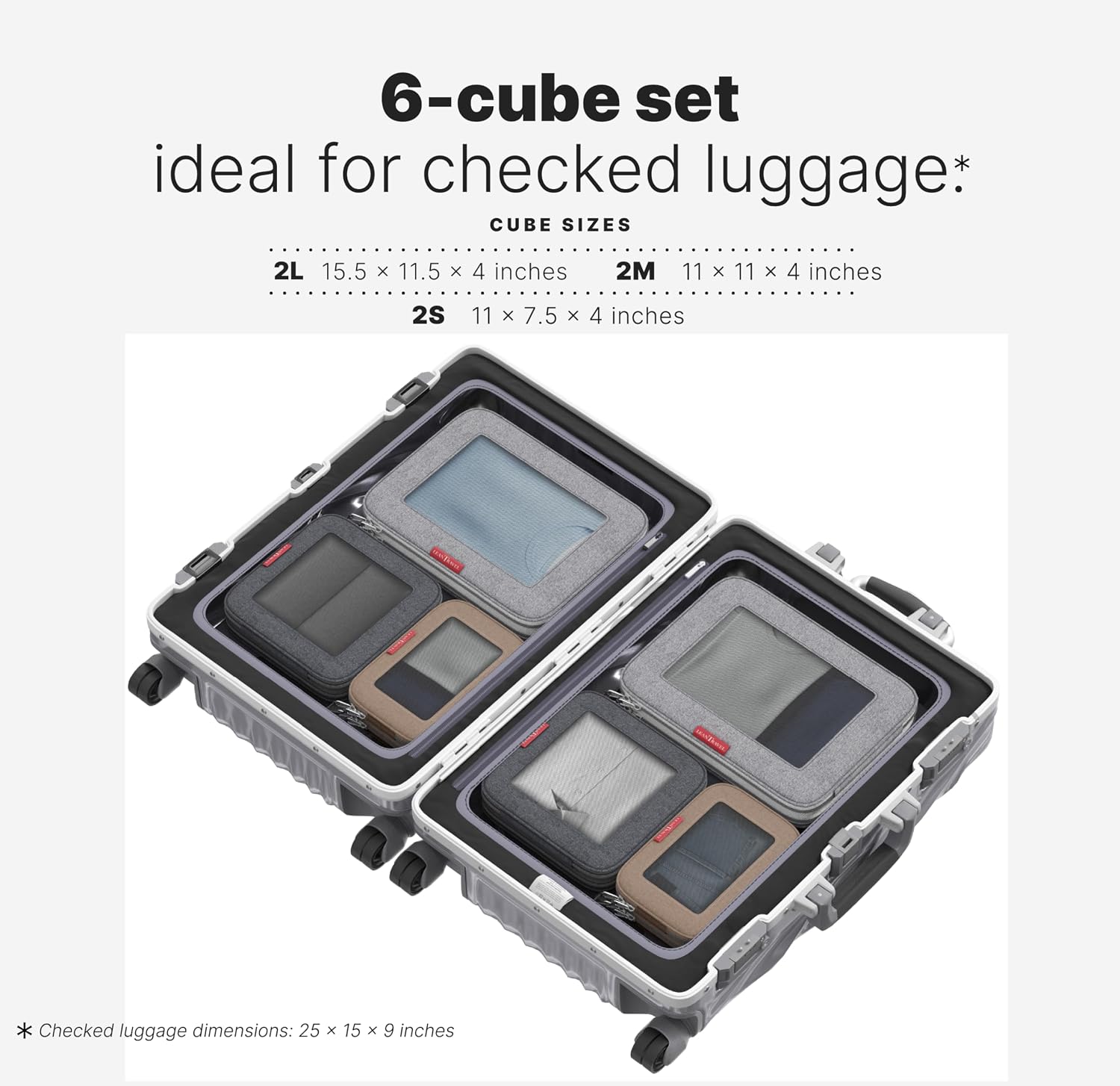 LeanTravel Premium Compression Packing Cubes for Travel - Suitcase Organizer Bags with Double Zipper & Breathable Mesh Panel - Space Saving Carry On Luggage Essentials (6-Pack, Grey)