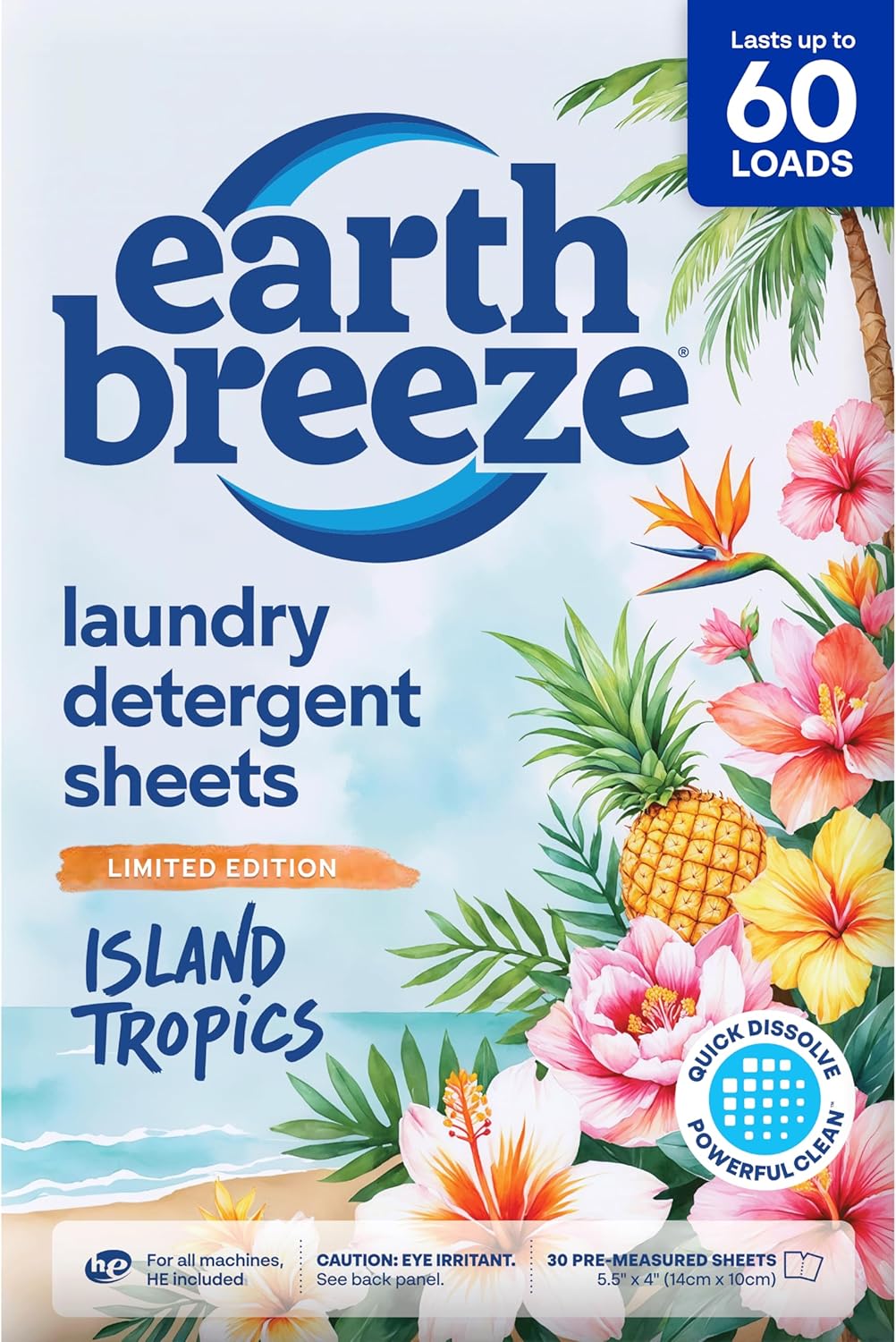 Earth Breeze Laundry Detergent Sheets Fresh Scent 60 Loads