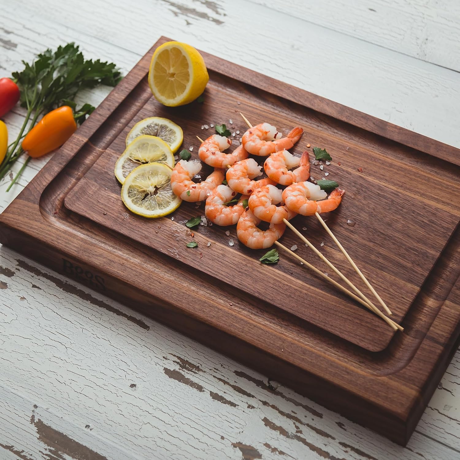 John Boos BBQ Series Rectangular Wooden Walnut Cutting Board 18”x12”