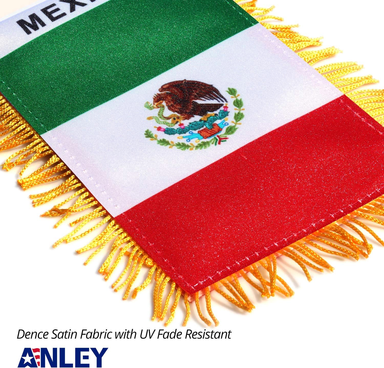 Anley 4 X 6 Inch Nicaragua Fringy Window Hanging Flag - Mini Banner & Car Rearview Mirror Décor - Fringed Nicaraguan Hanging Flag with Suction Cup