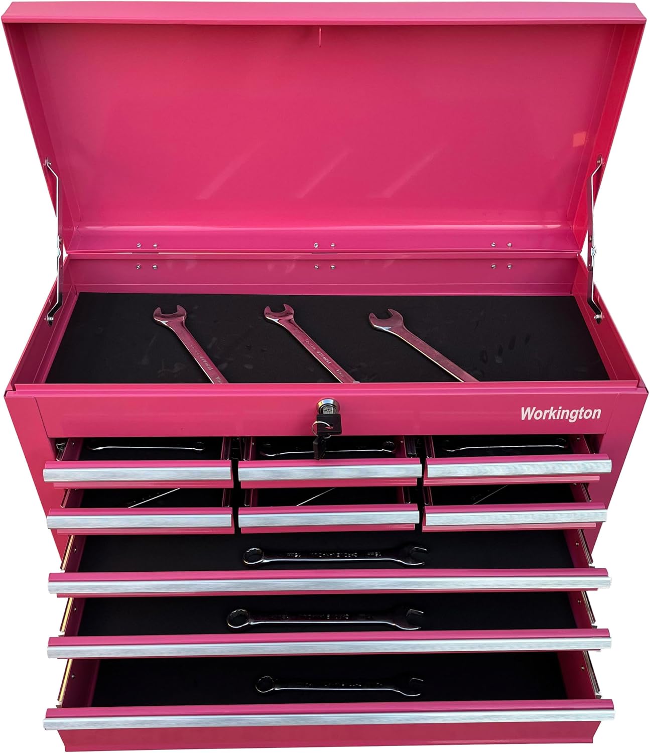 Workington Portable Metal Tool Chest with 9 Drawers, 24" 9-Drawer Tool Chest Cabinet with Ball Bearing Drawer Slides