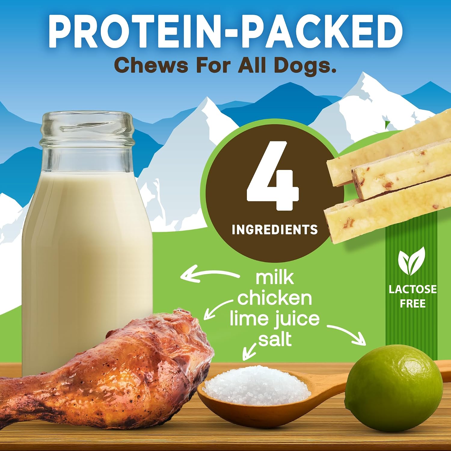 EcoKind Yak Cheese Himalayan Dog Chews, Yak Chews for Large Dogs, 4-5 Bones | 1 Lb, Long Lasting for Aggressive Chewers, Only 3 Ingredient Natural High Protein Dental Dog Treats, No Additives or Lactose