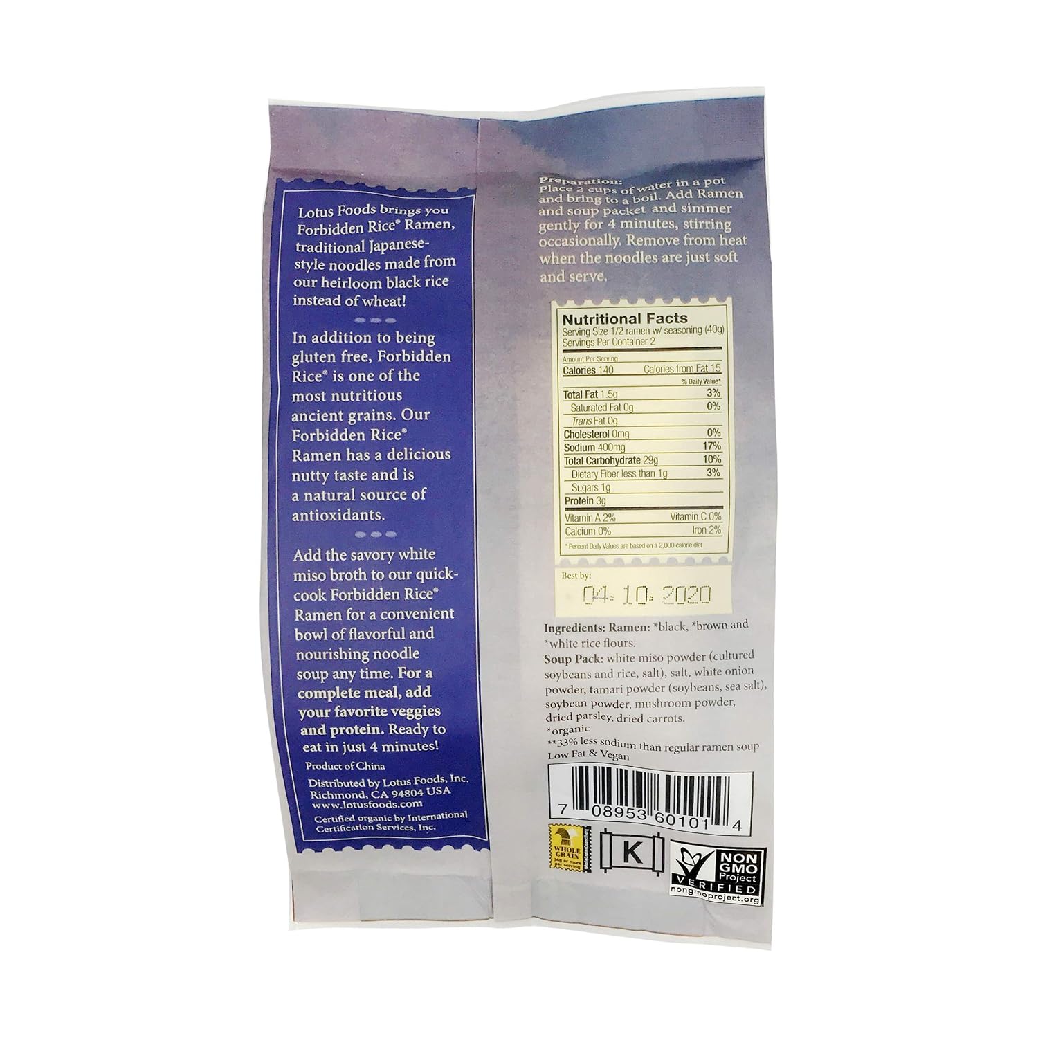 Lotus Foods Organic Ramen Miso Soup Mix-Millet & Brown-2.8 oz